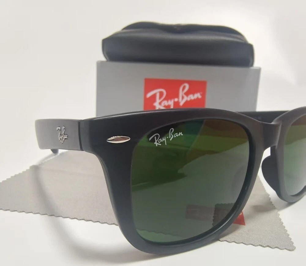 Ray-Ban Wayfarer RB2140 Sunglasses Gloss Black Frame G15 Green Lens