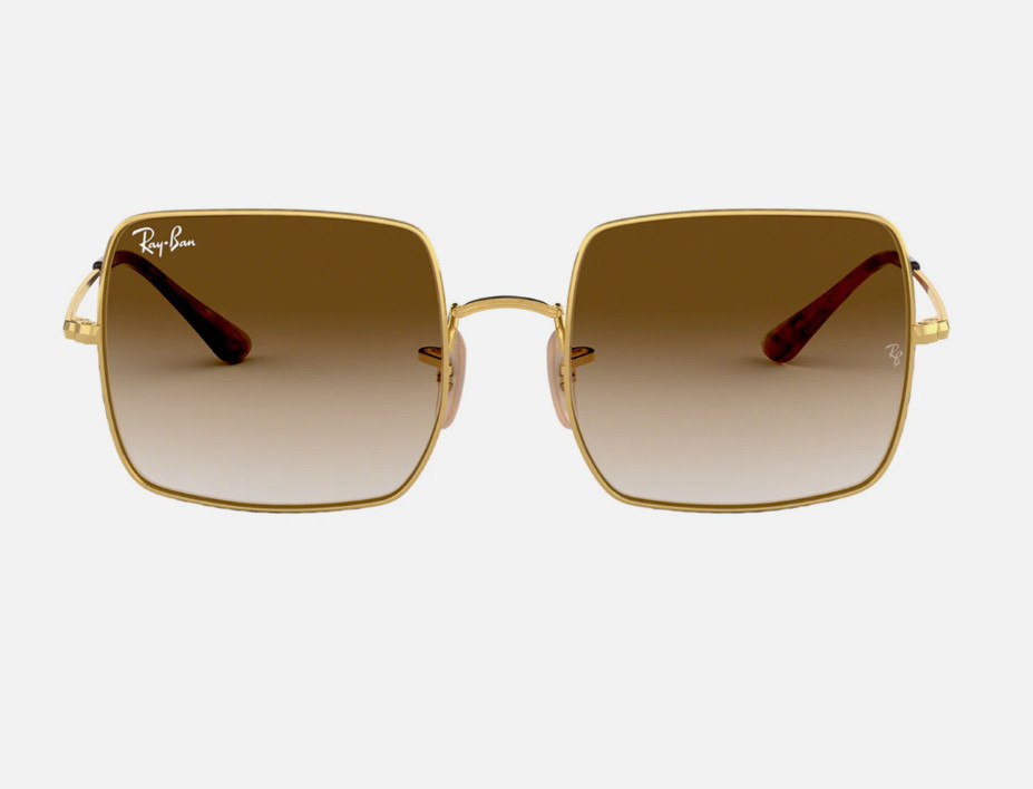 NEW Ray-Ban RB1971 9147/51 SQUARE CLASSIC Polished Gold Grad Brown Sunglasses 54