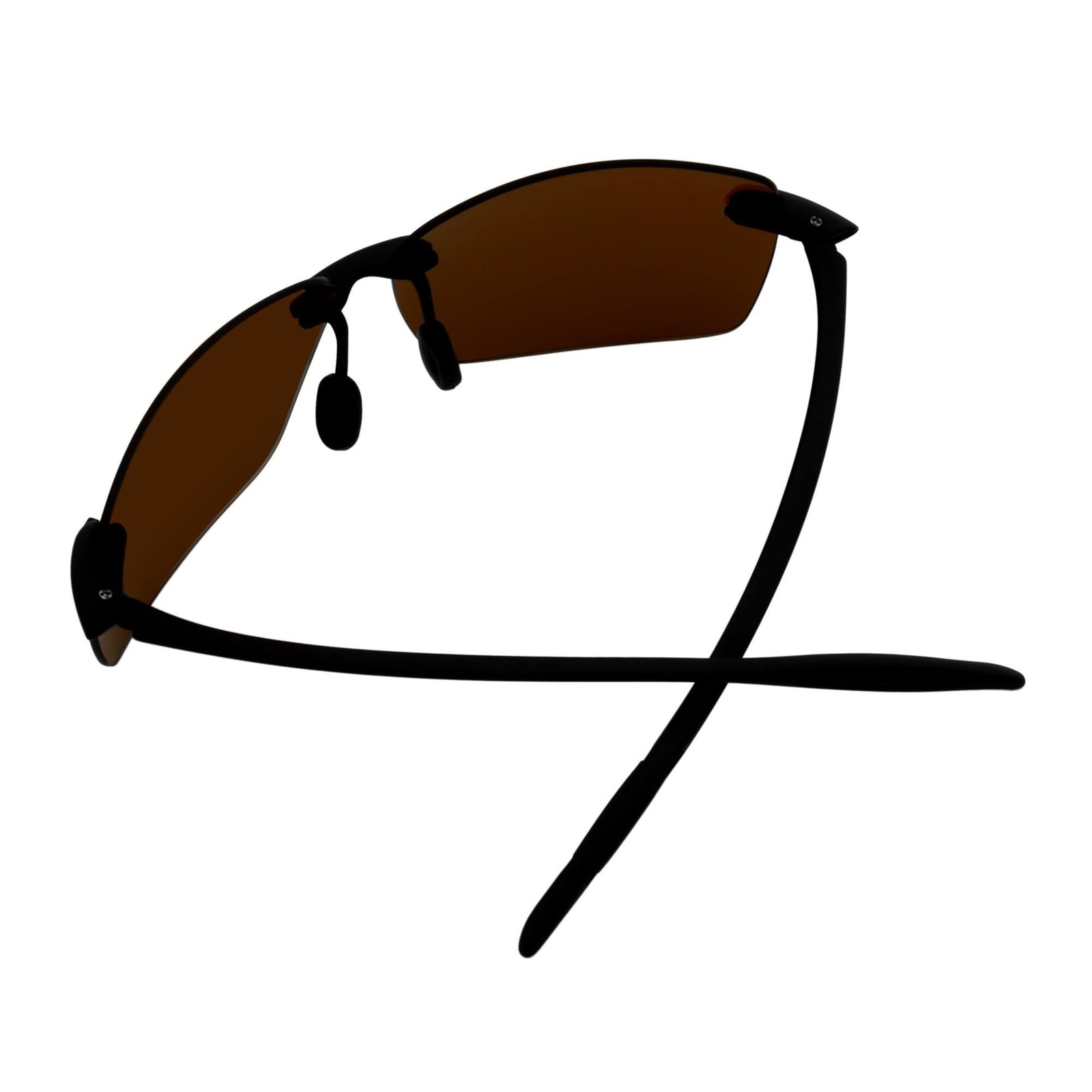MAUI – Rimless TR90 Thin Sports Wrap Sunglasses Matte Black Brown Polarized