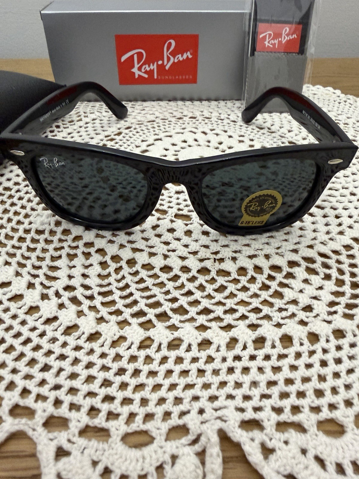 Ray-Ban RB2140 904 Wayfarer Sunglasses Black Frame Glass Gray Lens 50-22 /140 mm