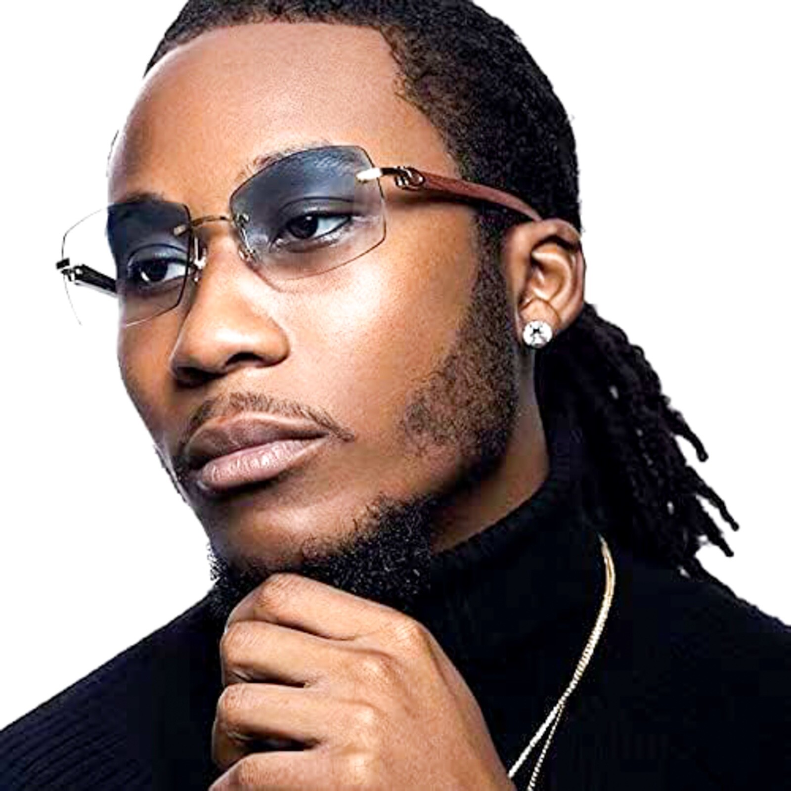 Men’s Trendy Rimless Silver Frame Woodgrain Women’s Blue Gray Tinted Sunglasses