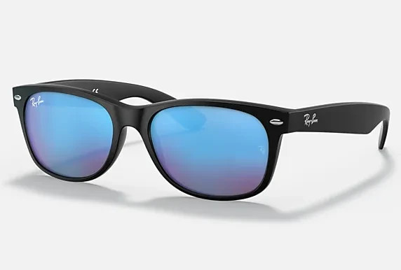 Ray-Ban RB2132 New Wayfarer Sunglasses 55mm Blue Flash Mirror Lens 622/17 UV New