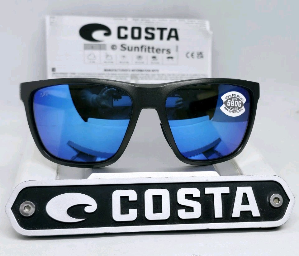 COSTA DEL MAR steel gray metallic/blue mirror FERG polarized 580G sunglasses NEW