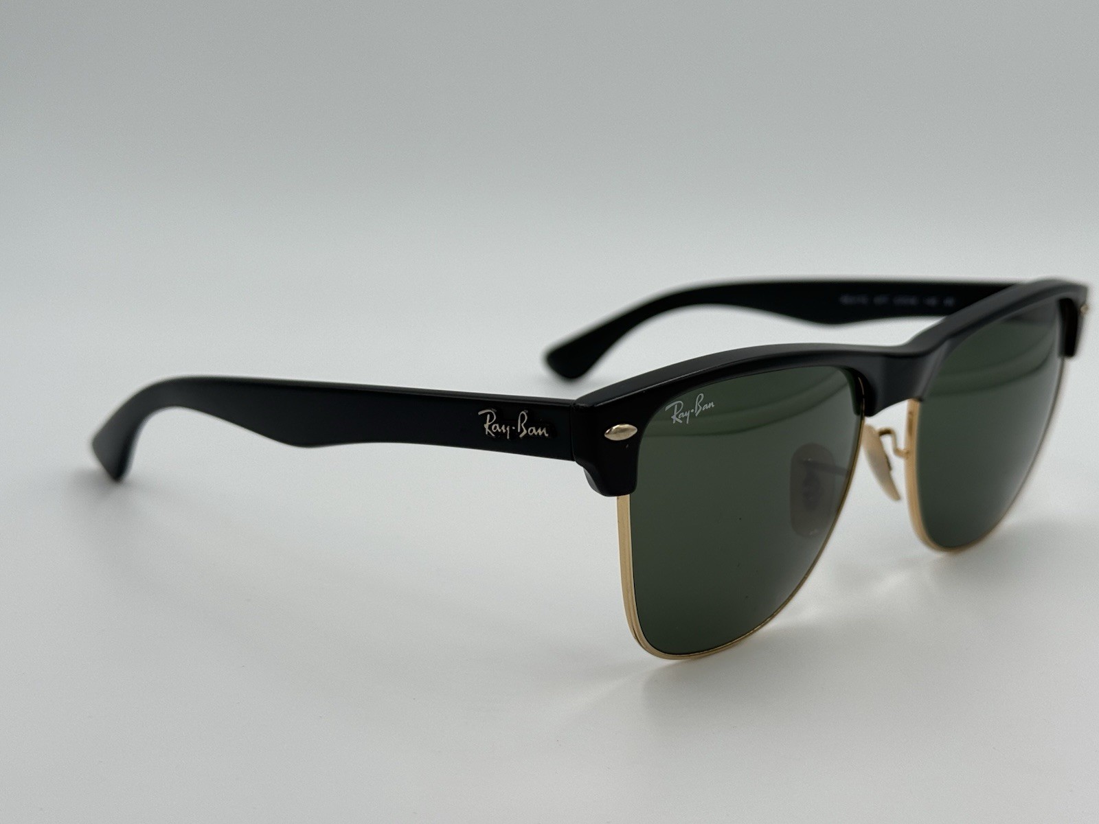 Ray Ban RB4175 877 CLUBMASTER OVERSIZED Black; Green Classic G15 AUTHENTIC ITALY