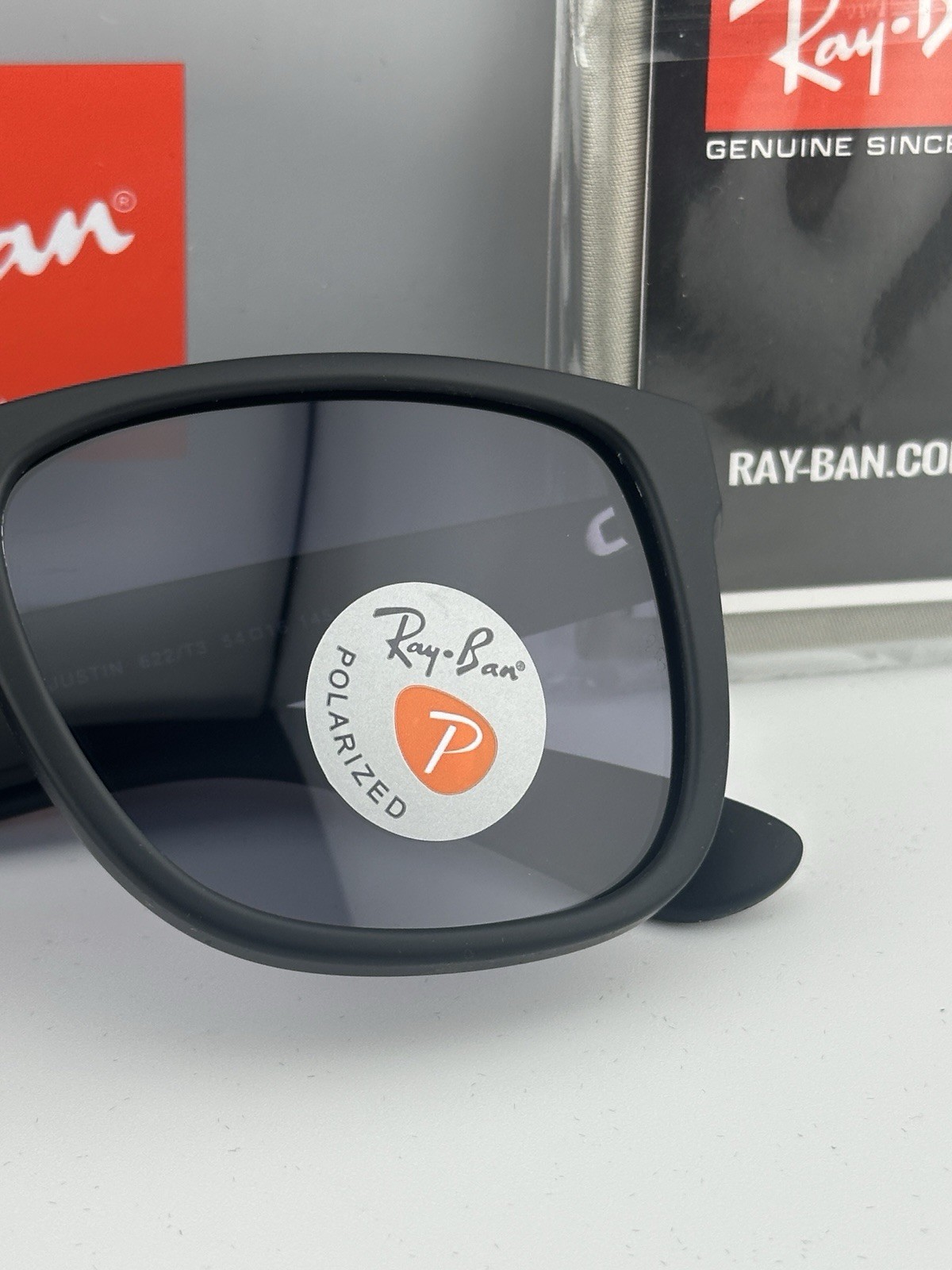 Ray-Ban Justin Polarized RB 4165 622/T3 Sunglasses Matte Black Frame 54mm