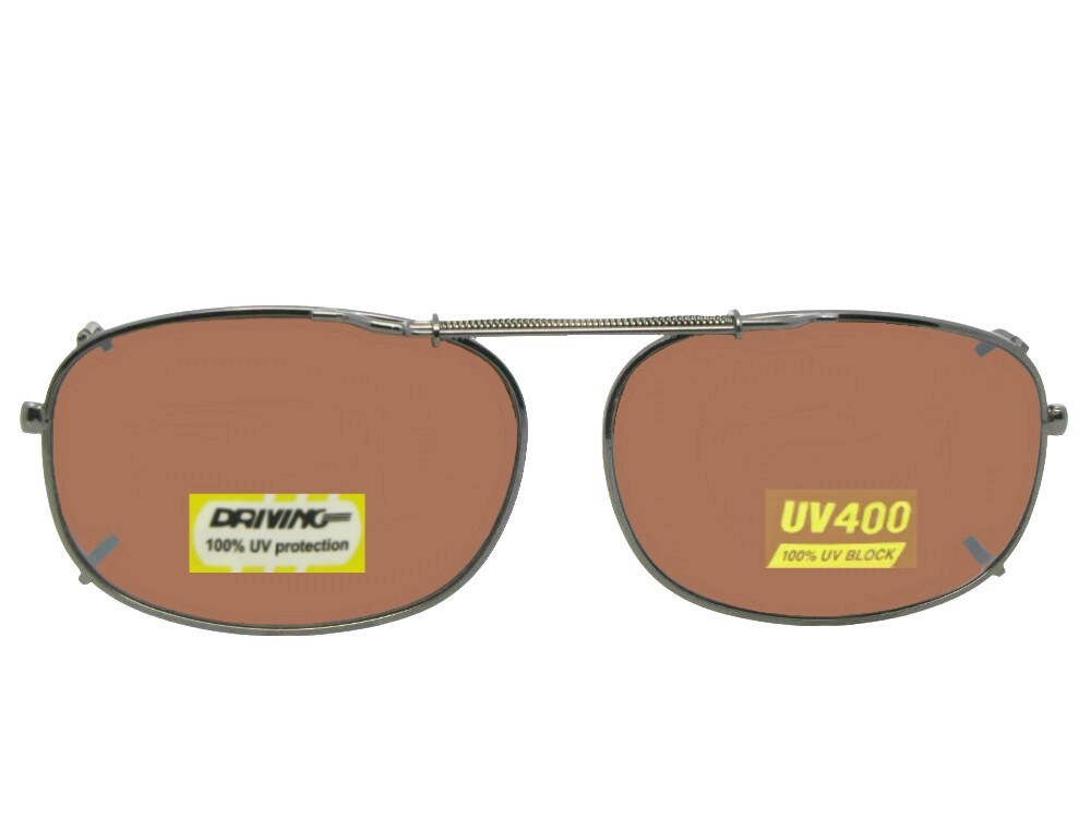 Rectangular Non Polarized Amber Clip-on Sunglasses