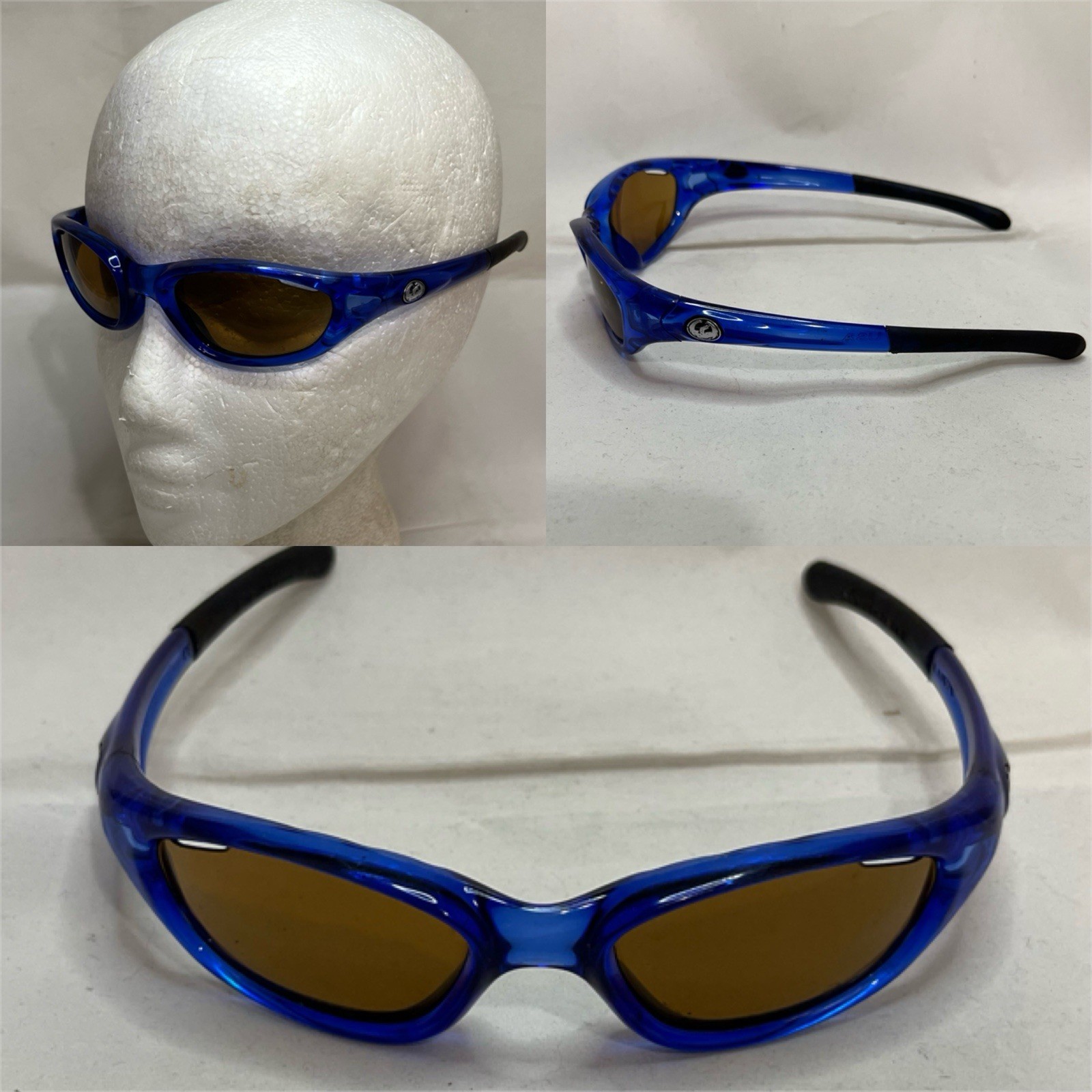 Vintage Dragon Alliance Rail Blue Made In USA Sunglasses Y2K 2000s Eyewear