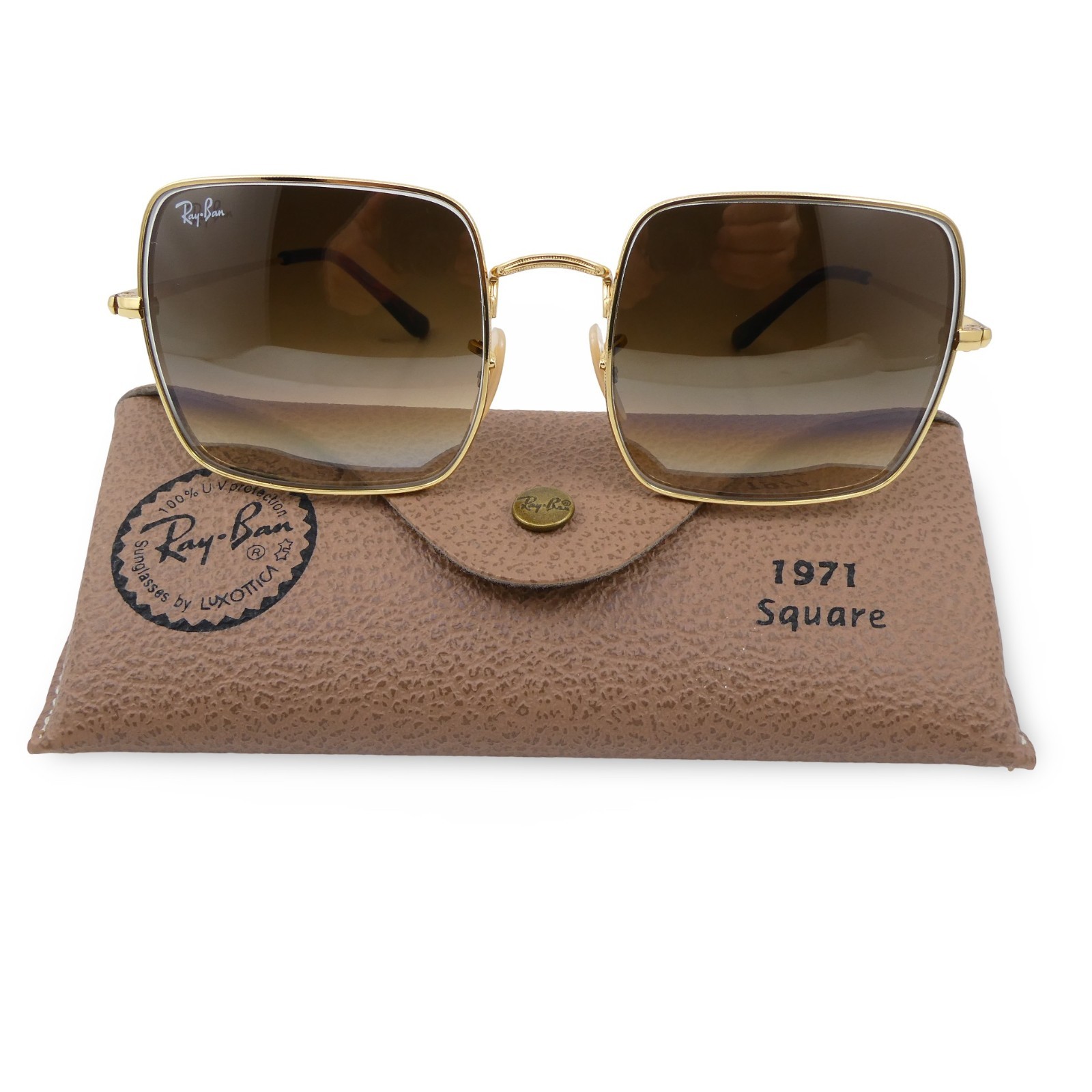 Ray-Ban Unisex RB1971 Square 9147/51 Gold/Brown Gradient Sunglasses 54-19-145