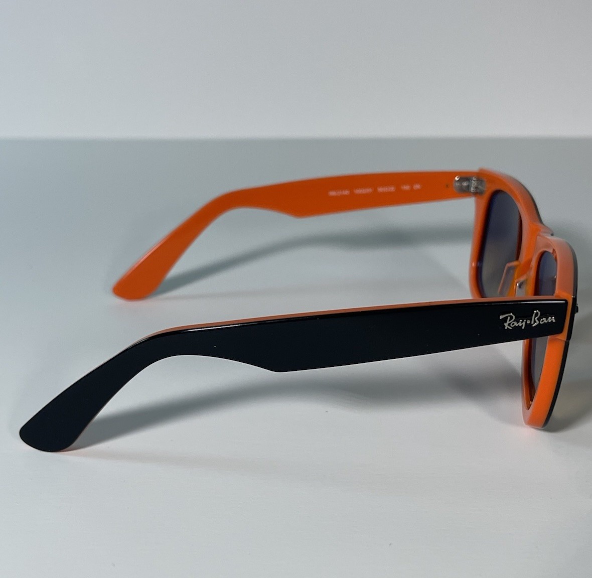 Ray-Ban Wayfarer Black On Orange /Light Brown Lens Model 2140 1002/51 50MM