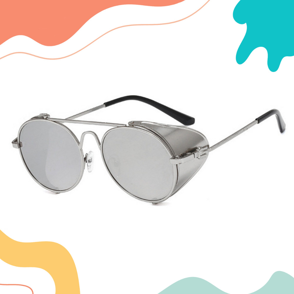 Vintage Retro Steampunk Sunglasses Side Shields Round Metal Glasses Mens Womens