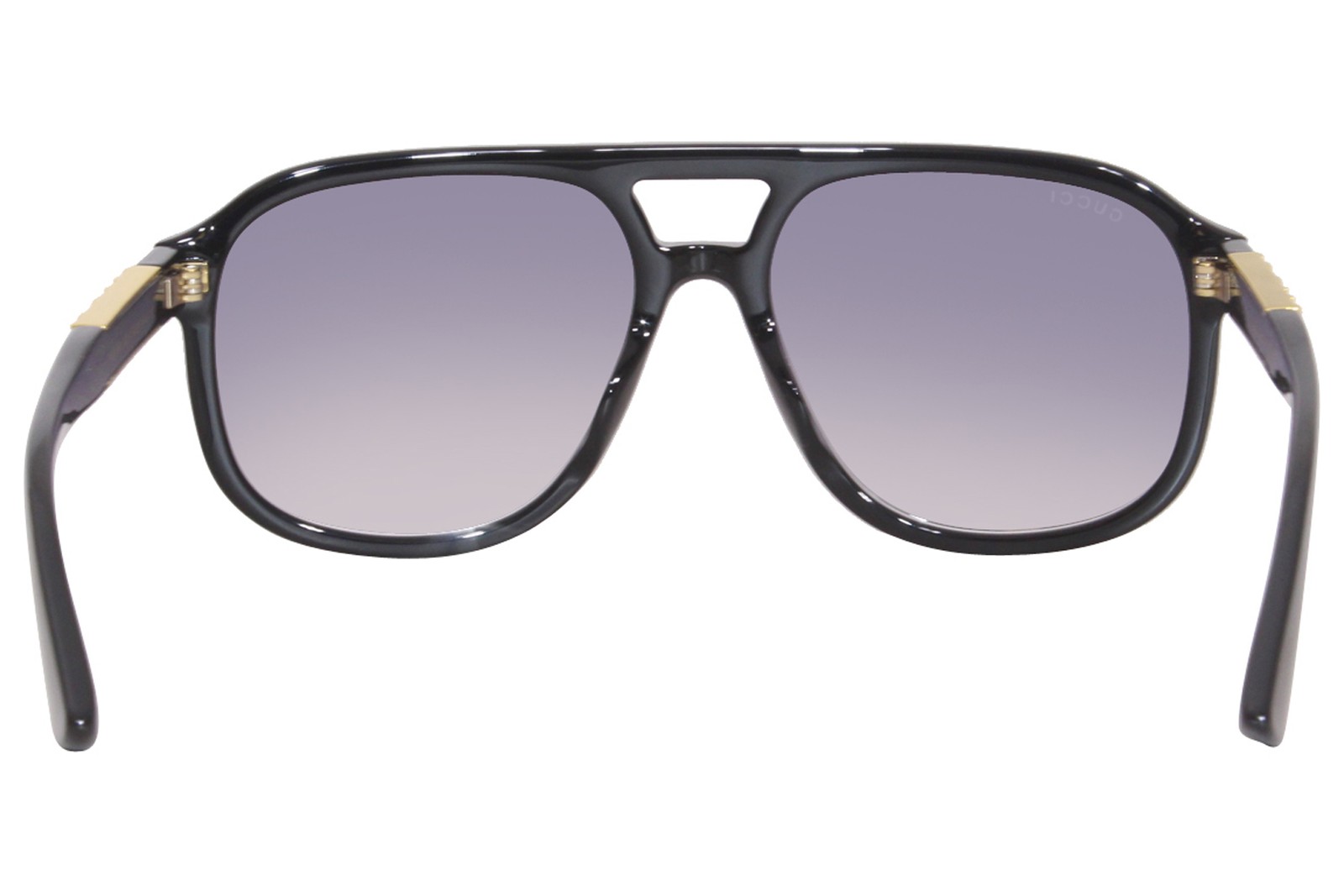 Gucci GG1188S 002 Sunglasses Black/Gold/Grey Gradient Lenses Pilot Shape 58mm