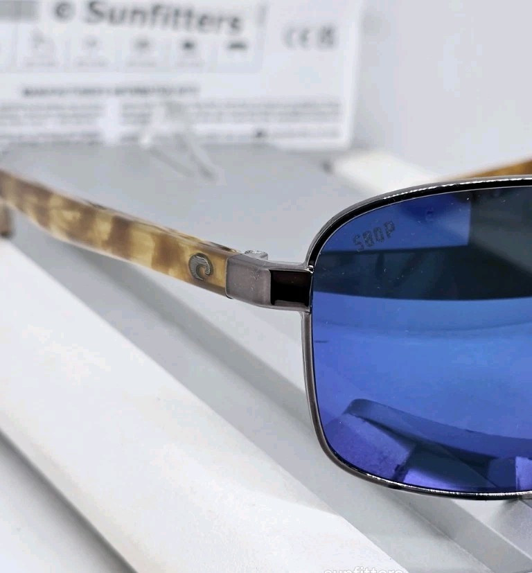 COSTA DEL MAR gunmetal/blue mirror FLAGLER polarized 580P sunglasses NEW IN BOX!