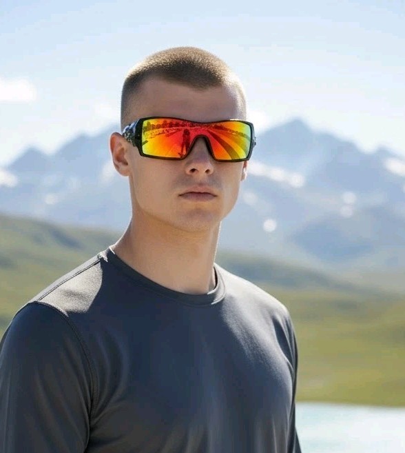 Custom OAKLEY black OIL RIG +(aftermarket) fire POLARIZED sunglasses NEW IN BOX!