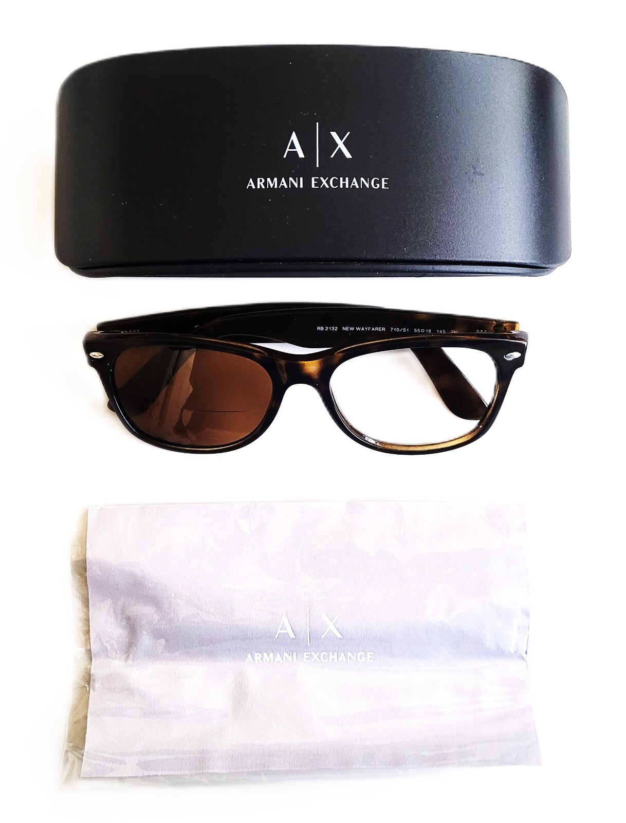 RAY-BAN EYEGLASSES FRAME RB2132 NEW WAYFARER 710/51 55-18-145 WITH CASE + CLOTH