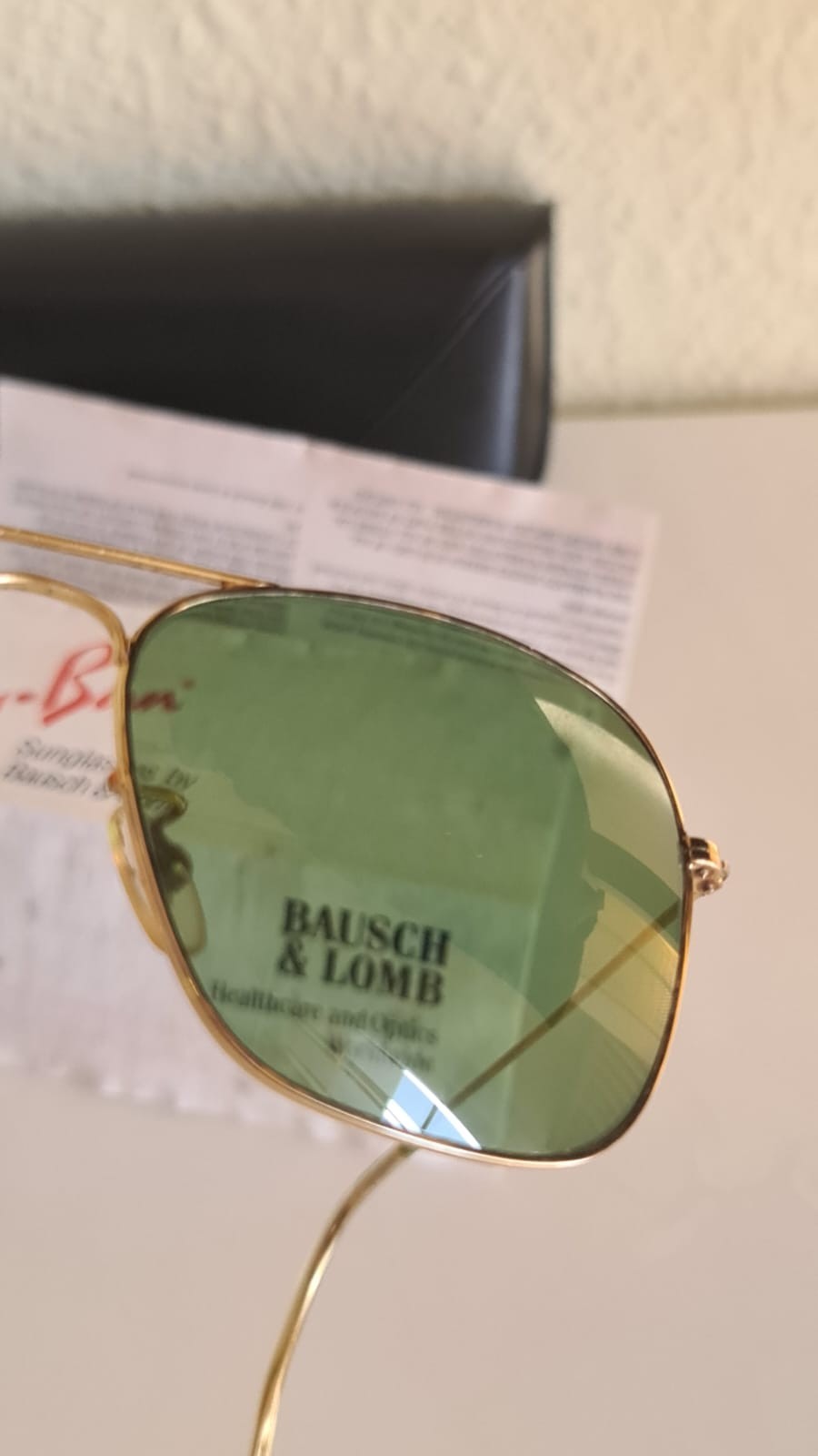 RARE Vintage Ray-Ban Bausch & Lomb 22K Gold Filled Green Glass Caravan Style