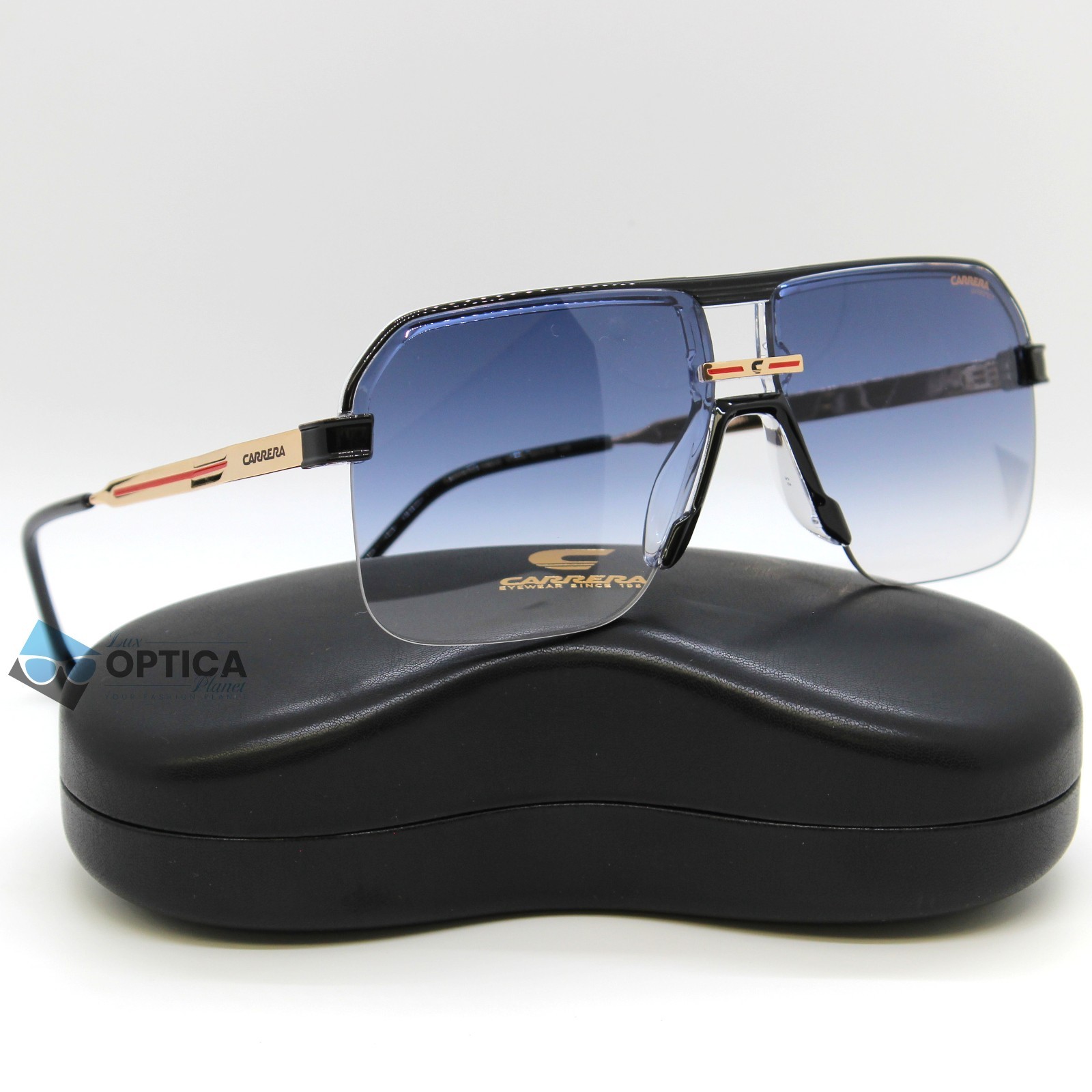 NEW Carrera 1066 Polarized Half Rim Navigator Sunglasses Dark Blue Gradient 7C5