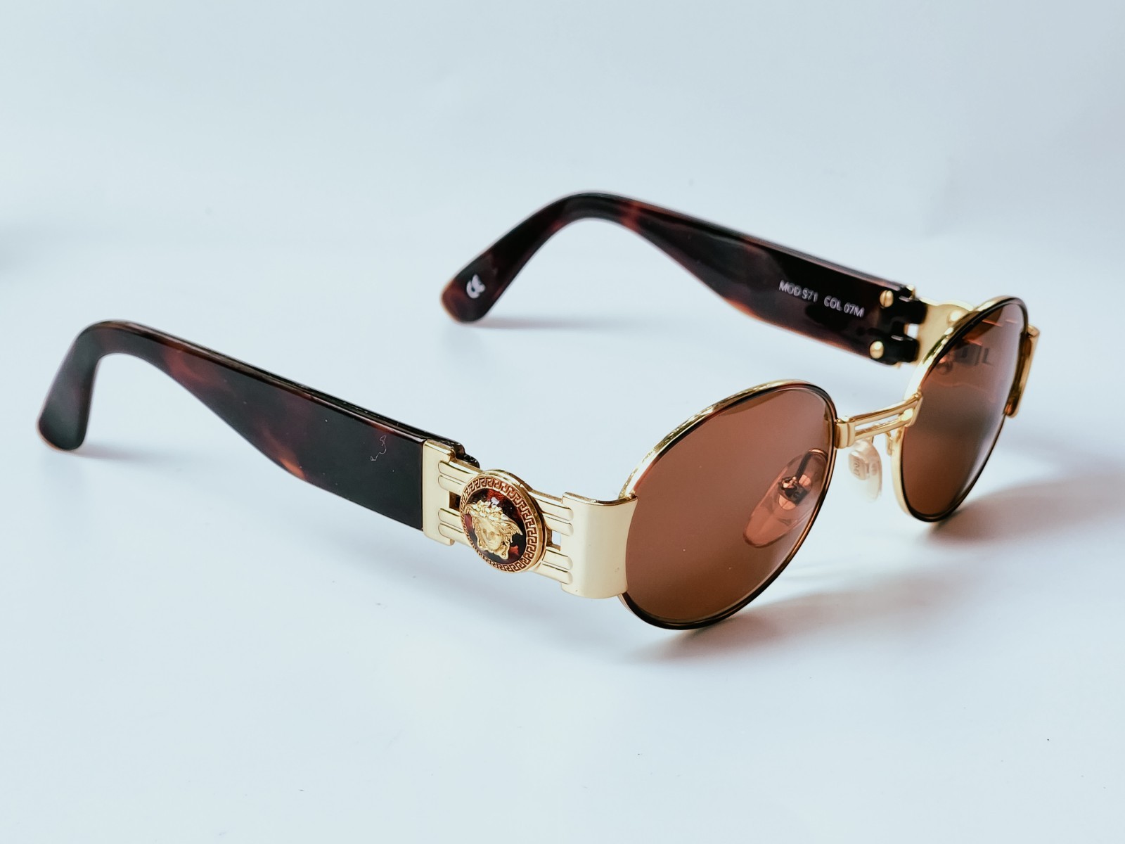 Versace S71 Col 07M Vintage Tortuga Gold Medusa Steampunk Sunglasses 48-20