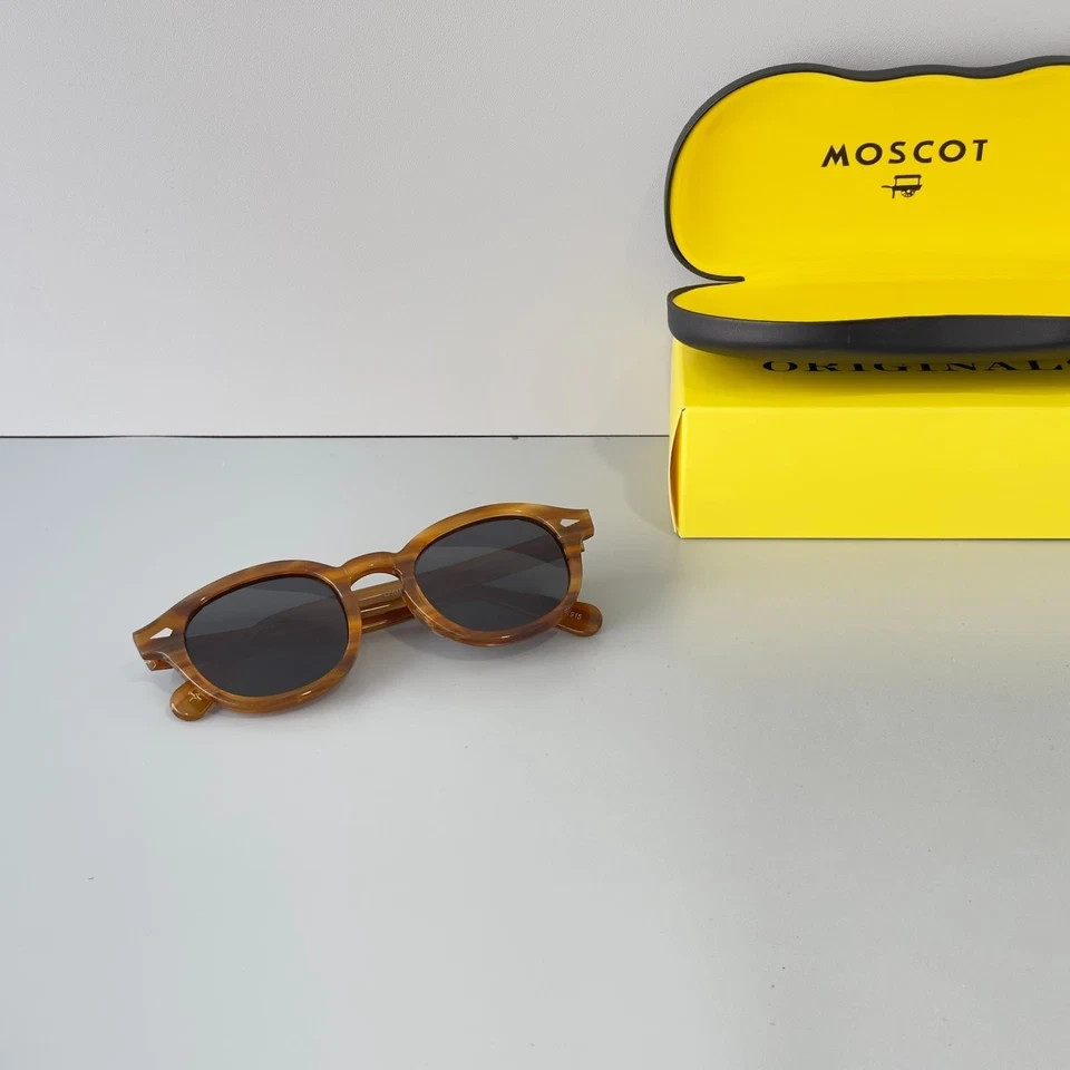 Moscot Lemtosh Wood Grain Frame Dark Grey Lens Sunglasses Handmade Unisex