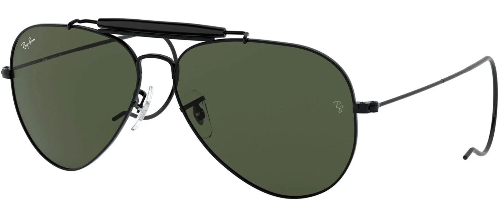 Ray-Ban Outdoorsman Polished Black Green Lens Sunglasses RB3030 L9500 58