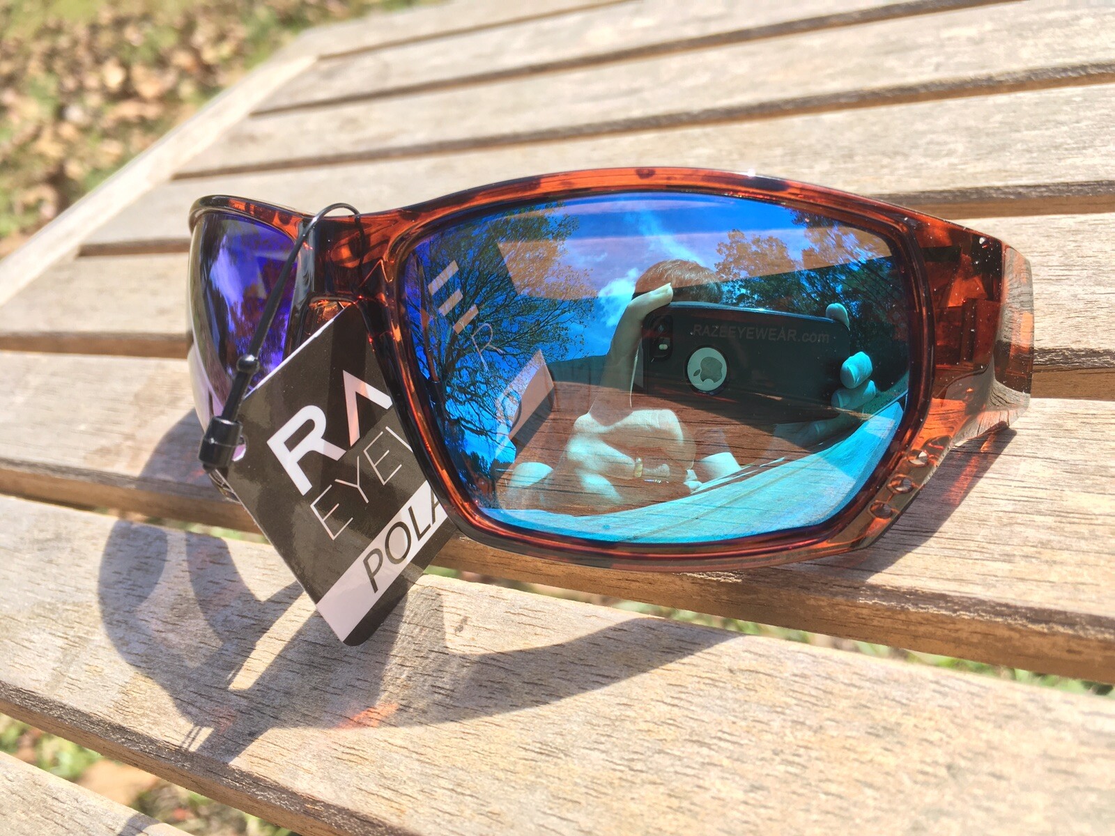 RAZE Sonar Sunglasses Polarized Mirrored Blue Brown Lens Tortoise Shell 28344