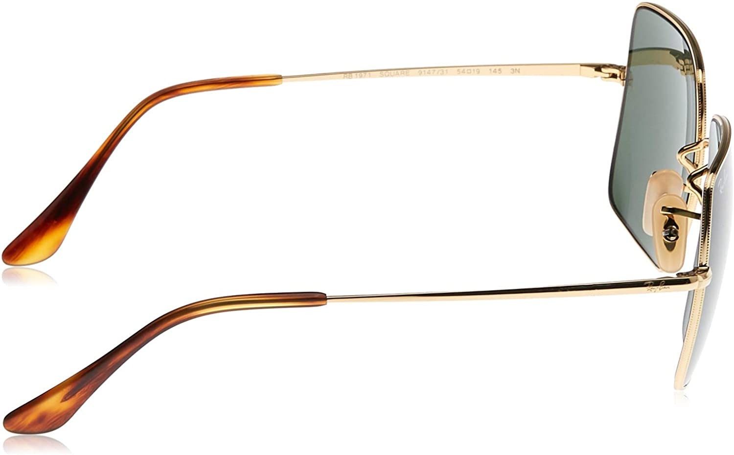 Ray-Ban 0Rb1971 Square Square Sunglasses – Gold / Green – Authentic New