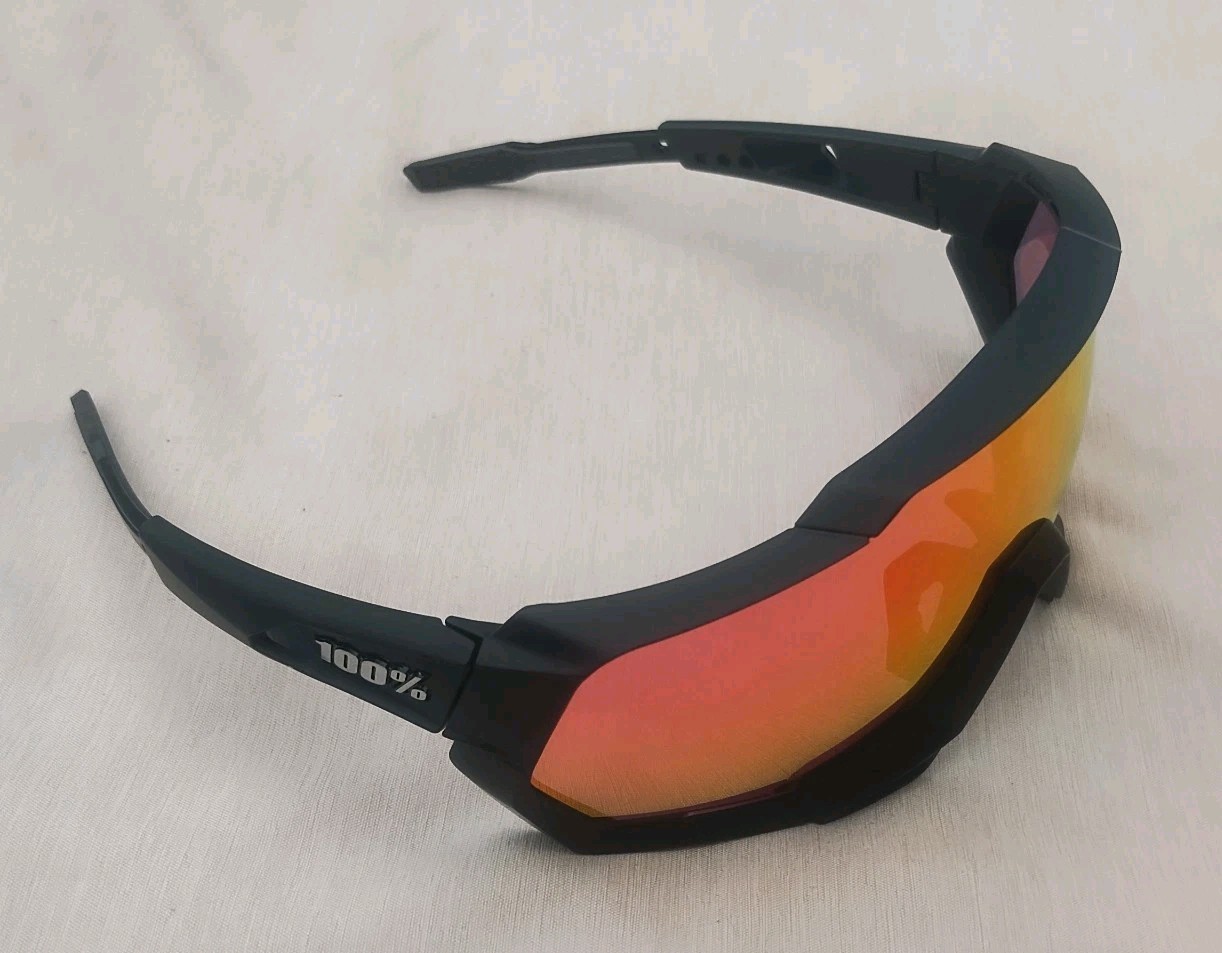 New 100% SPEEDTRAP Sunglasses | Soft Tact Black / HiPER Red ML Mirror Lens