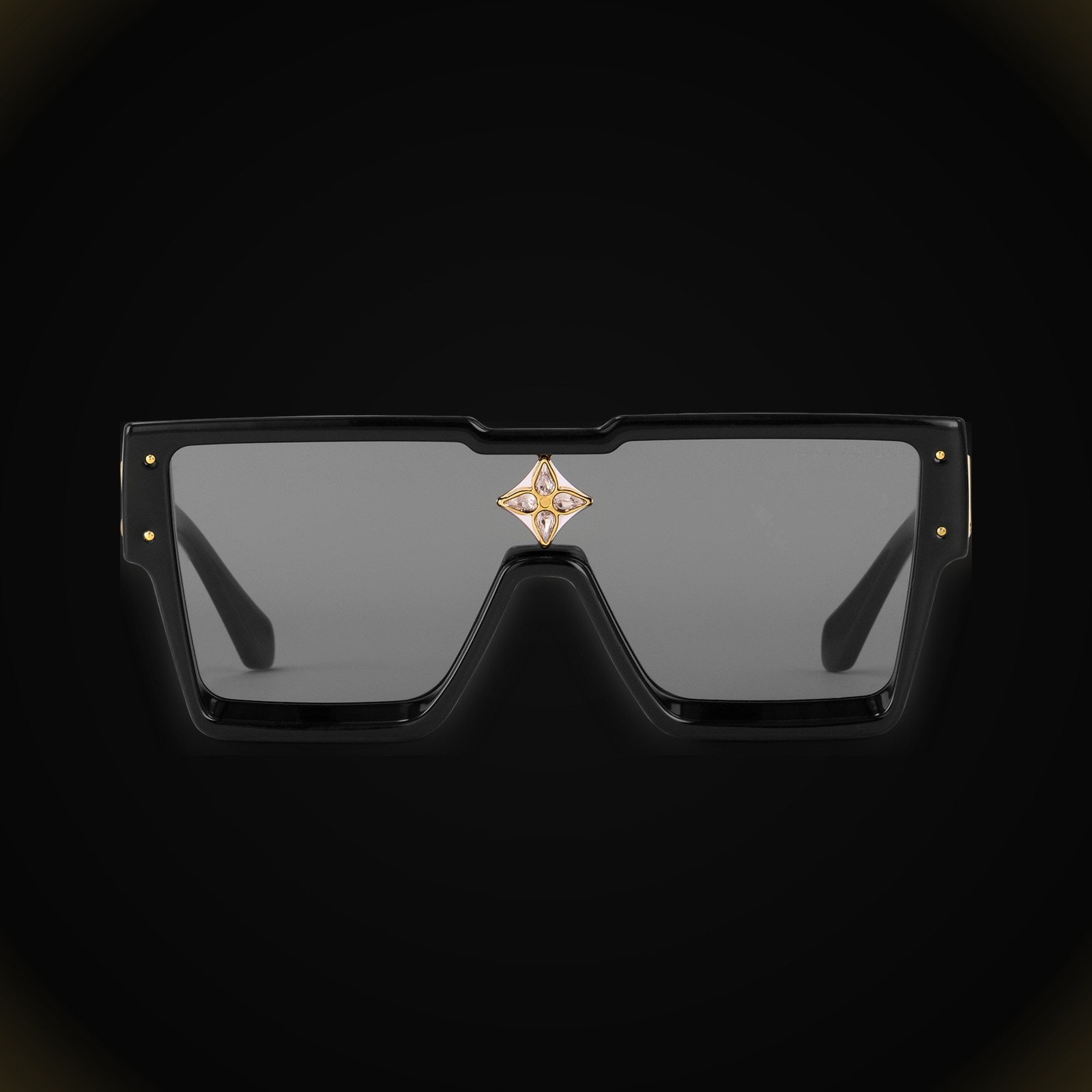 Louis Vuitton LV Cyclone Z1578E Men’s Sunglasses Black Shield Monogram Crystal