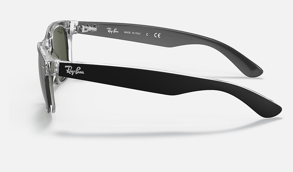Ray-Ban New Wayfarer Color Mix Matte Black Transparent/Green 58 mm Sunglasses