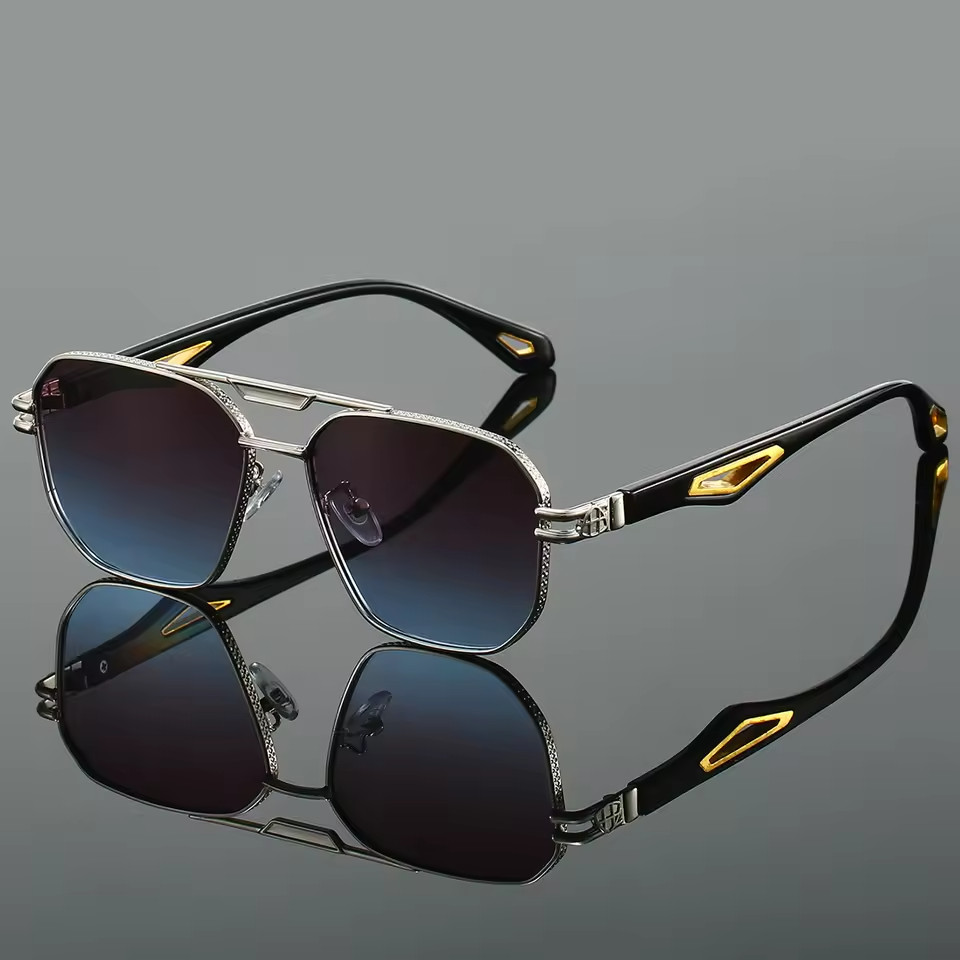 Men’s UV400 Polarized Square Sunglasses Metal Frame Driving Outdoor Eyewear