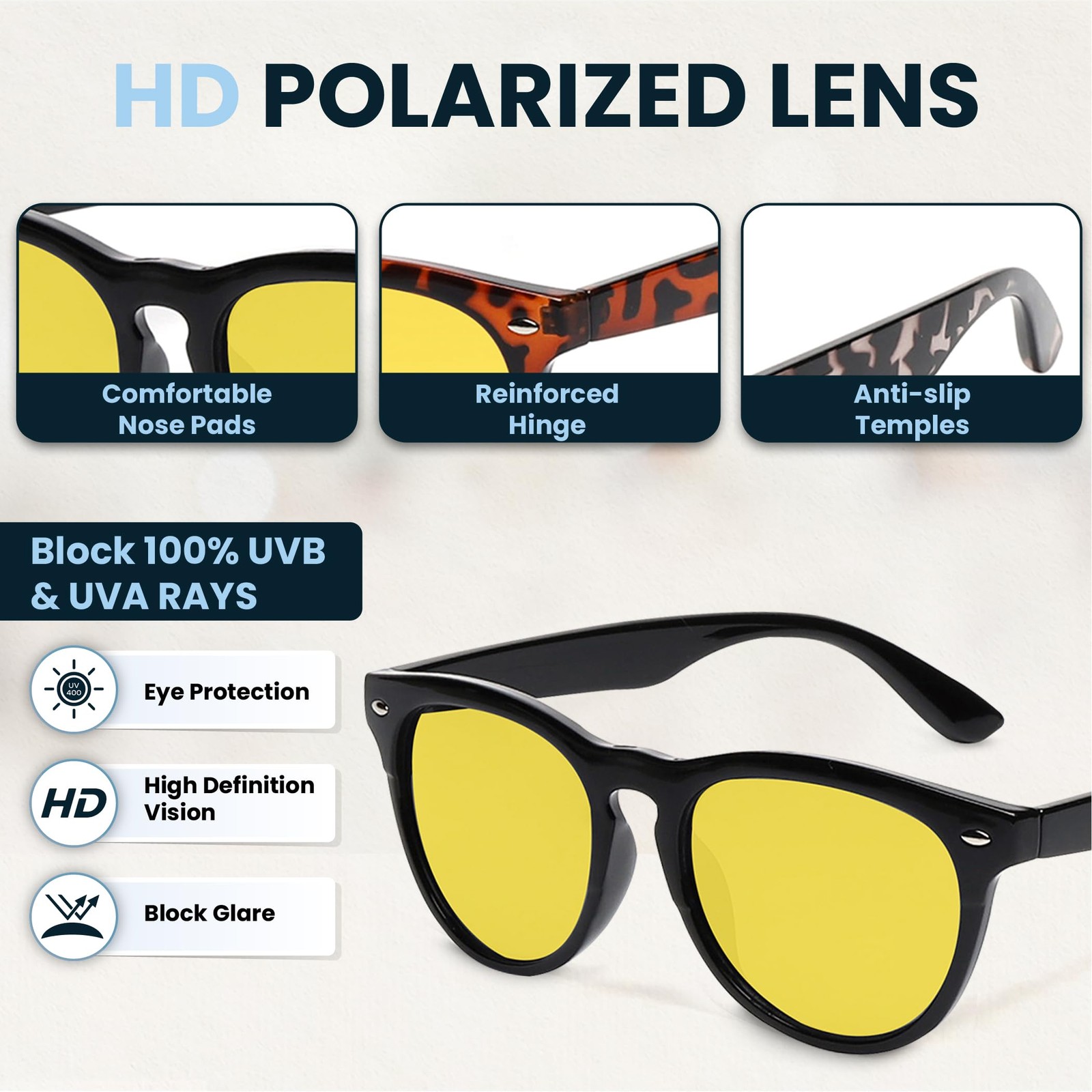 Night Vision Driving Glasses Anti Glare Polarized Night Yellow Driving