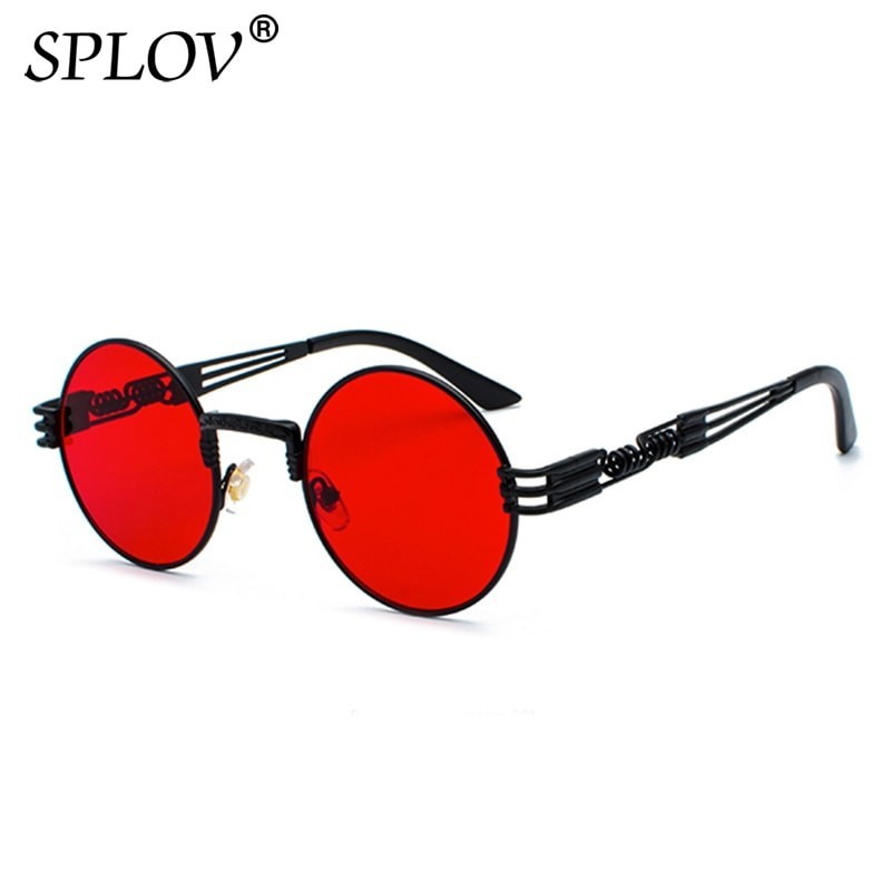 Retro Round Steampunk Sunglasses UV400 Metal Frame Mirror Lens Unisex Eyewear