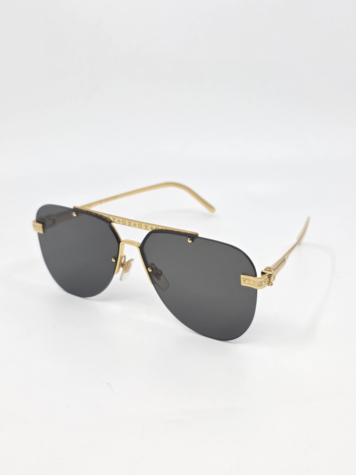 Louis Vuitton Ash Aviator Rimless Sunglasses Gold Frame Z1261W SEE PHOTOS