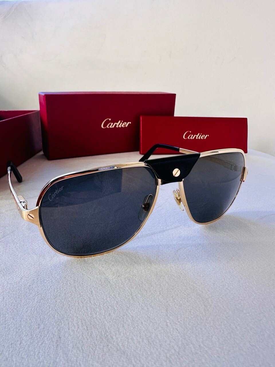 Cartier Santos De Cartier Polarized Grey Flash Mirror Navigator Men’s Sunglasses