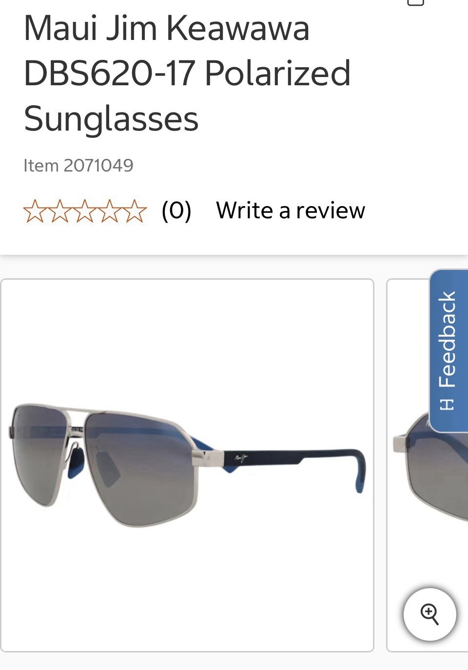 Maui Jim Keawawa DBS620-17 Polarized Sunglasses Silver Metal Frame Gray Lens