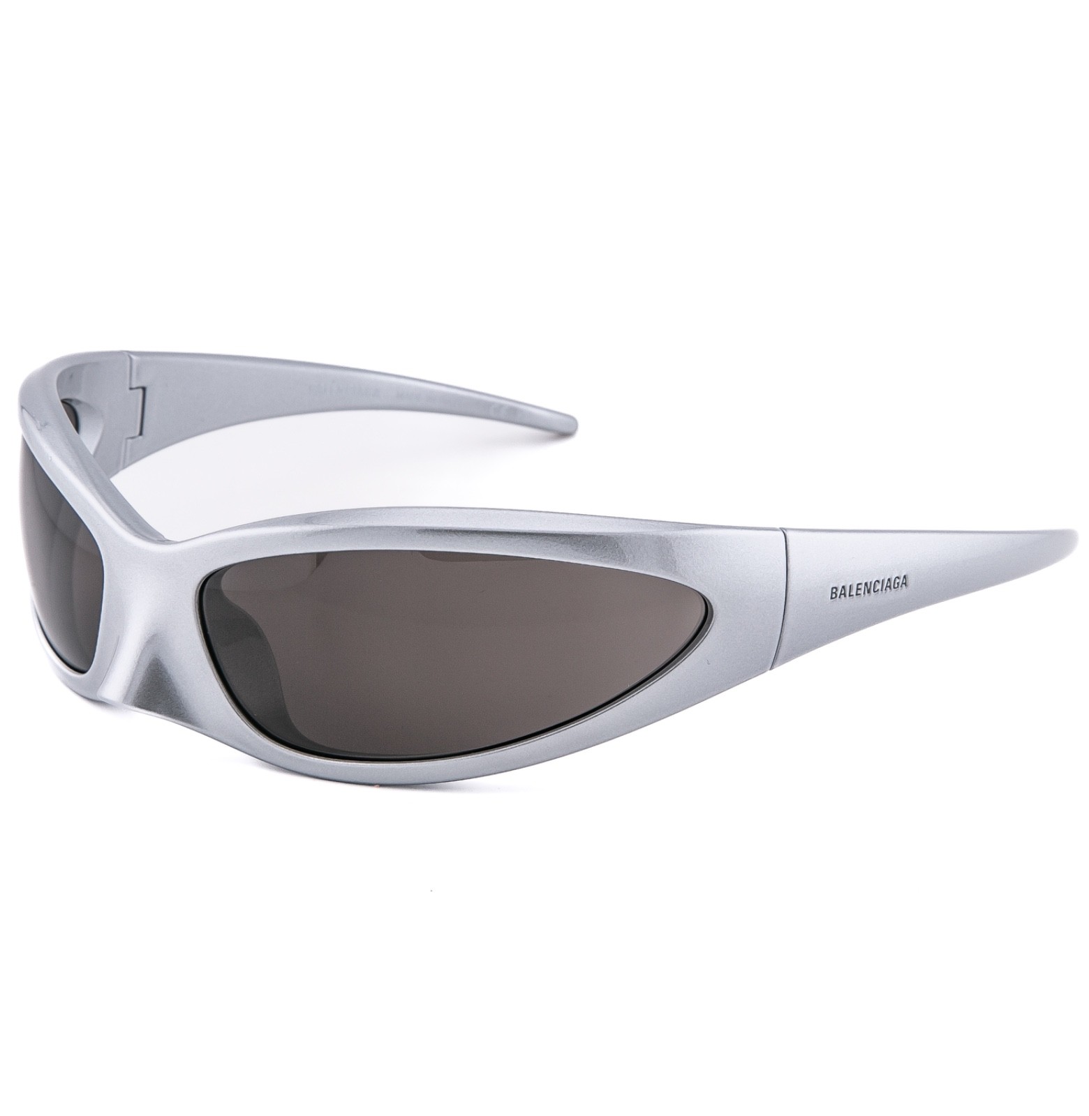 BALENCIAGA SKIN 0251 Narrow Wrap Cat Mask Metallic Silver Sunglasses BB0251S 005