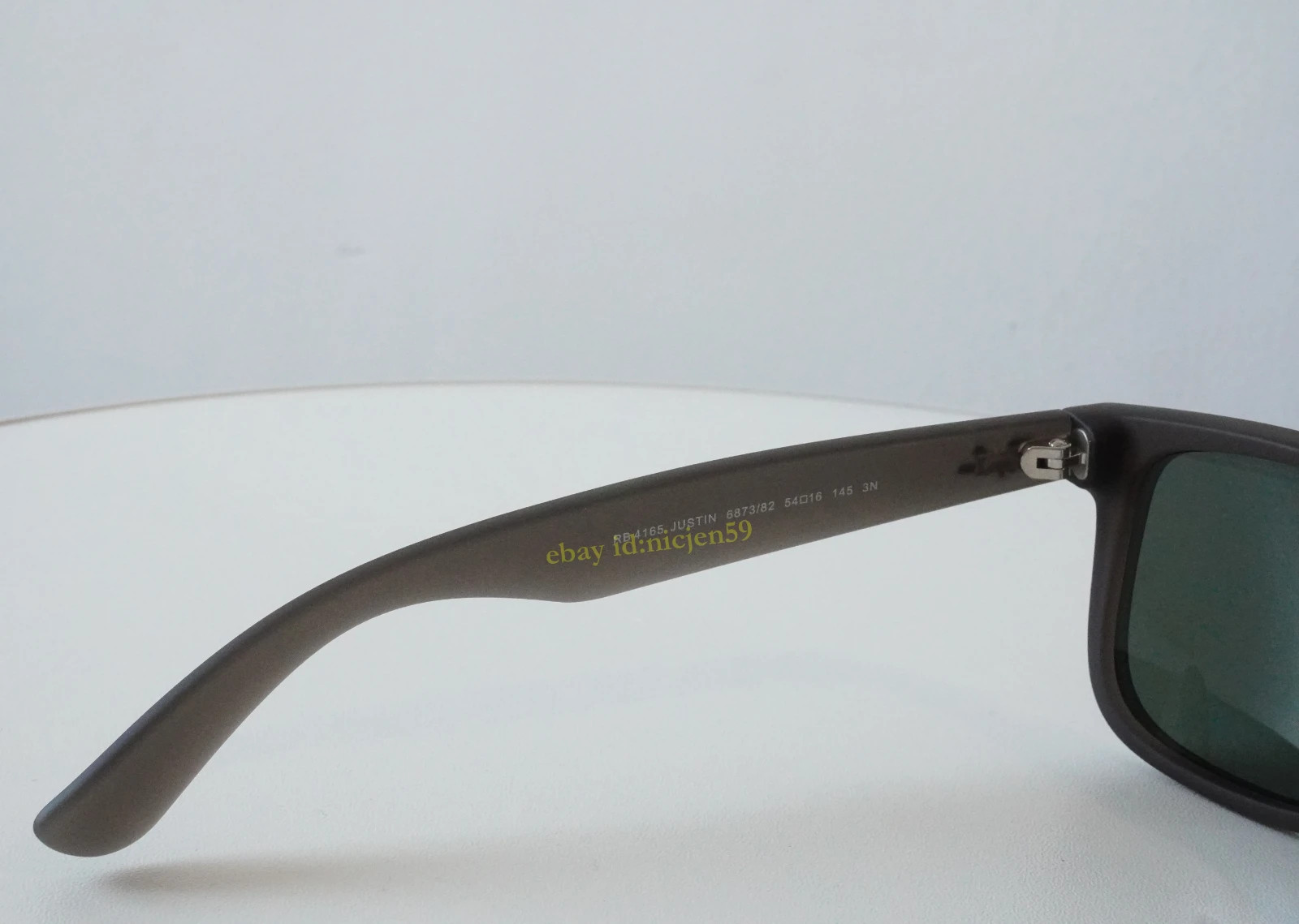 Ray-Ban Justin RB4165 6873/82 Sunglasses Matte Opal Grey Green Lens Frame 54mm