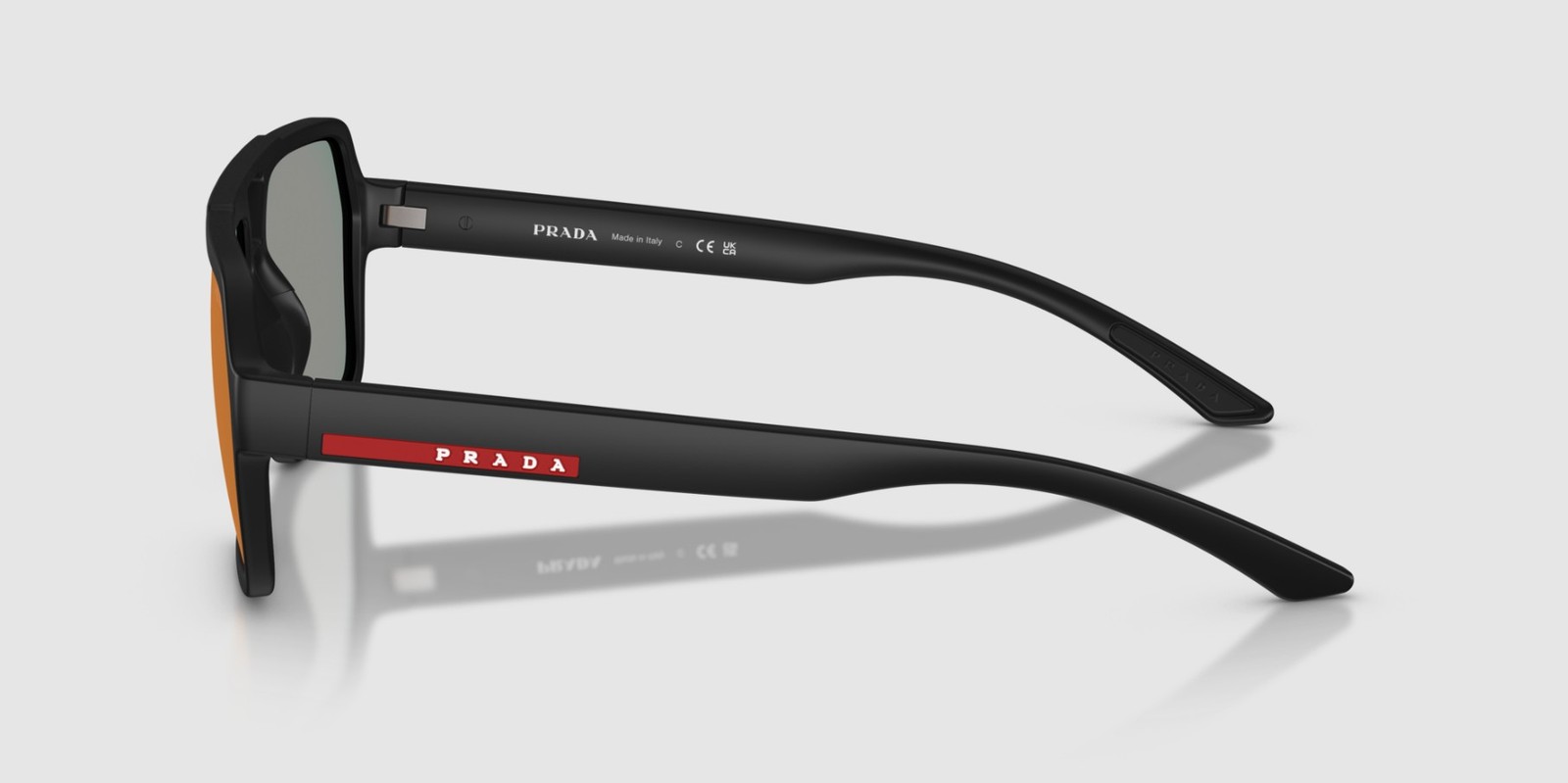 PRADA PS A06S DG008F Black Rubber Grey Mirror Red 59mm Men Sunglasses