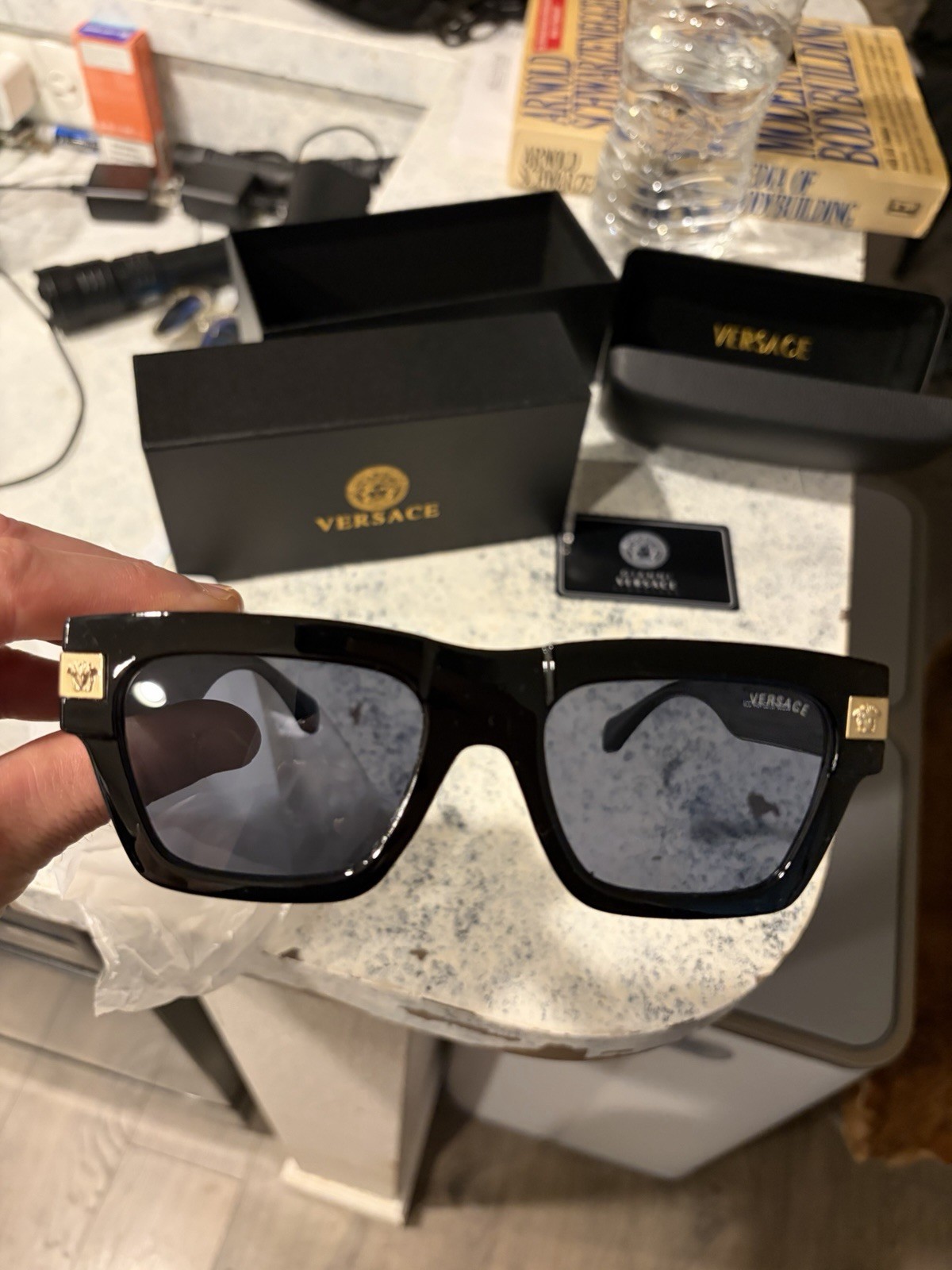 VERSACE VE4464 Black Grey Men’s 55 mm Sunglasses