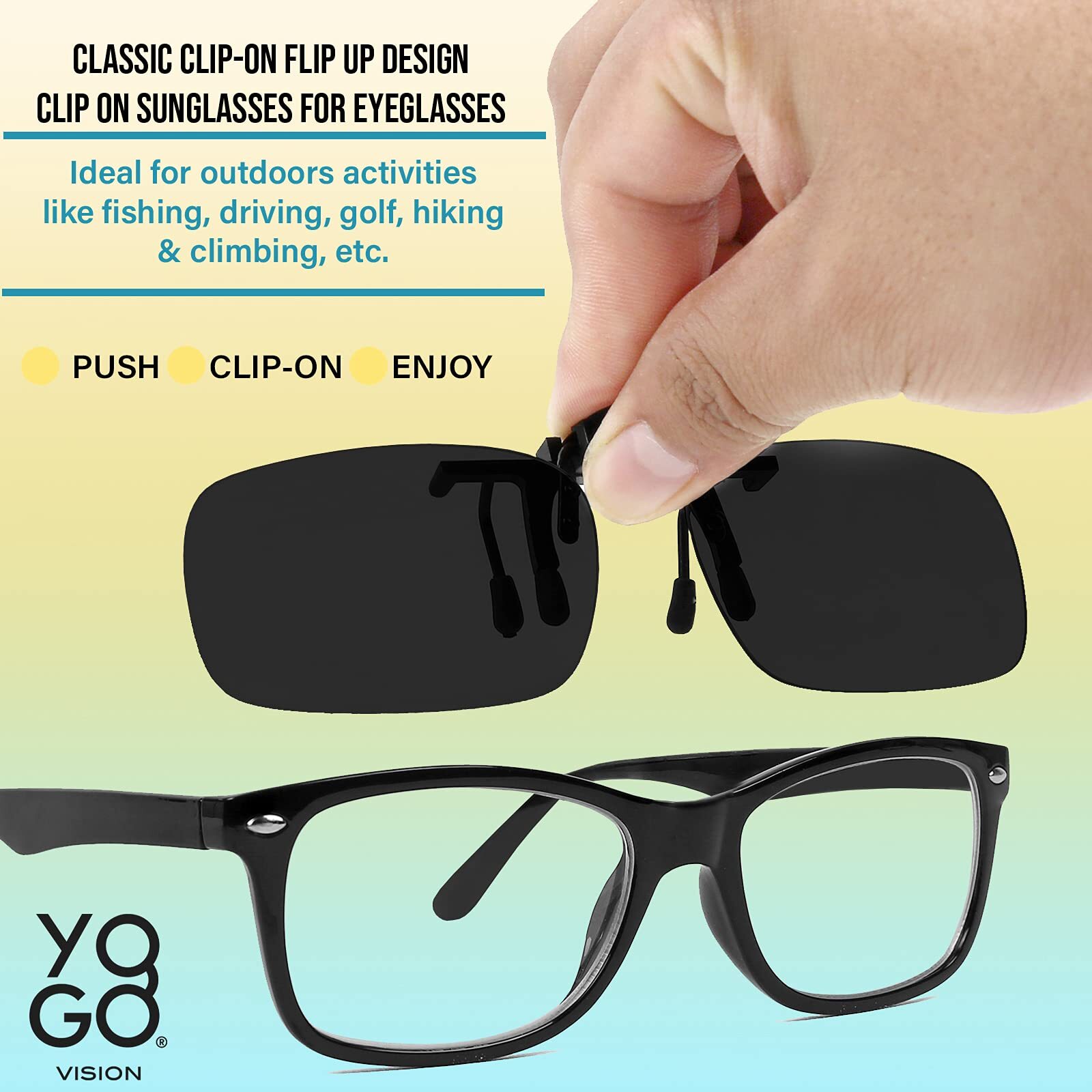 Yogo Vision Clip on Sunglasses for Men Women Clip-on Over Prescription