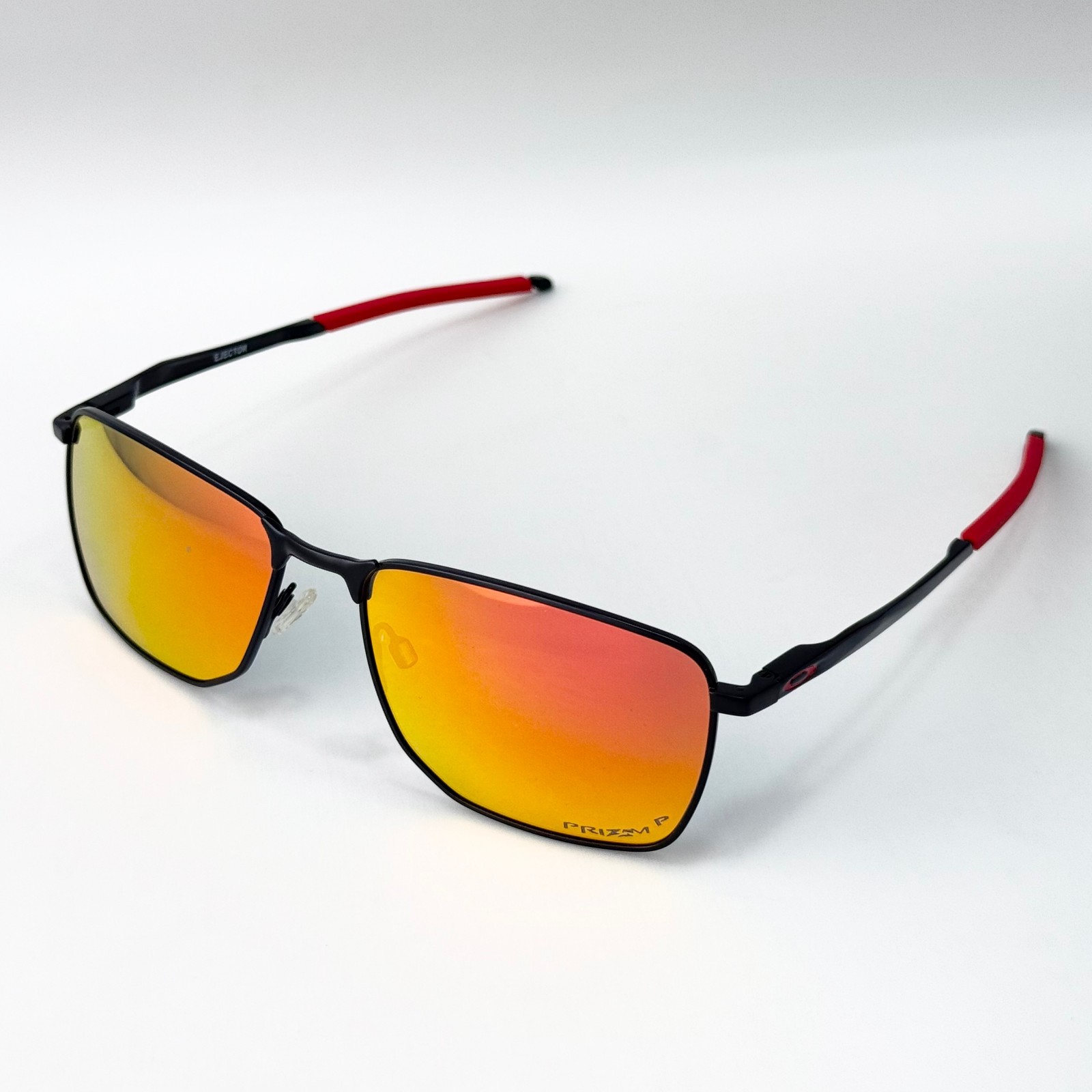 Oakley Ejector OO4142 Prizm Ruby Polarized Sunglasses Black Frame Red Ears