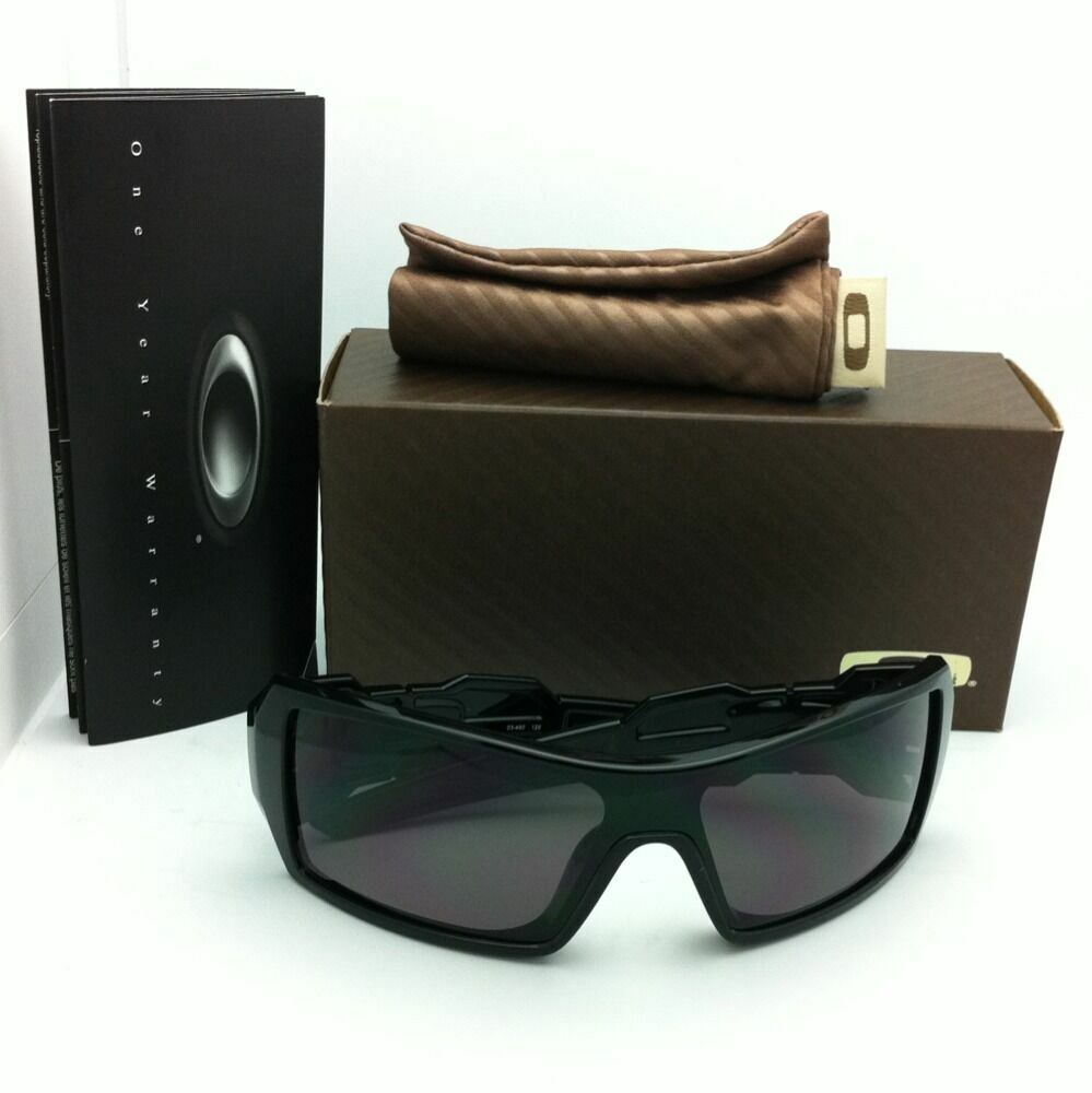New Oakley Sunglasses OIL RIG OO9081 03-460 Shiny Black Frames with Grey Lenses