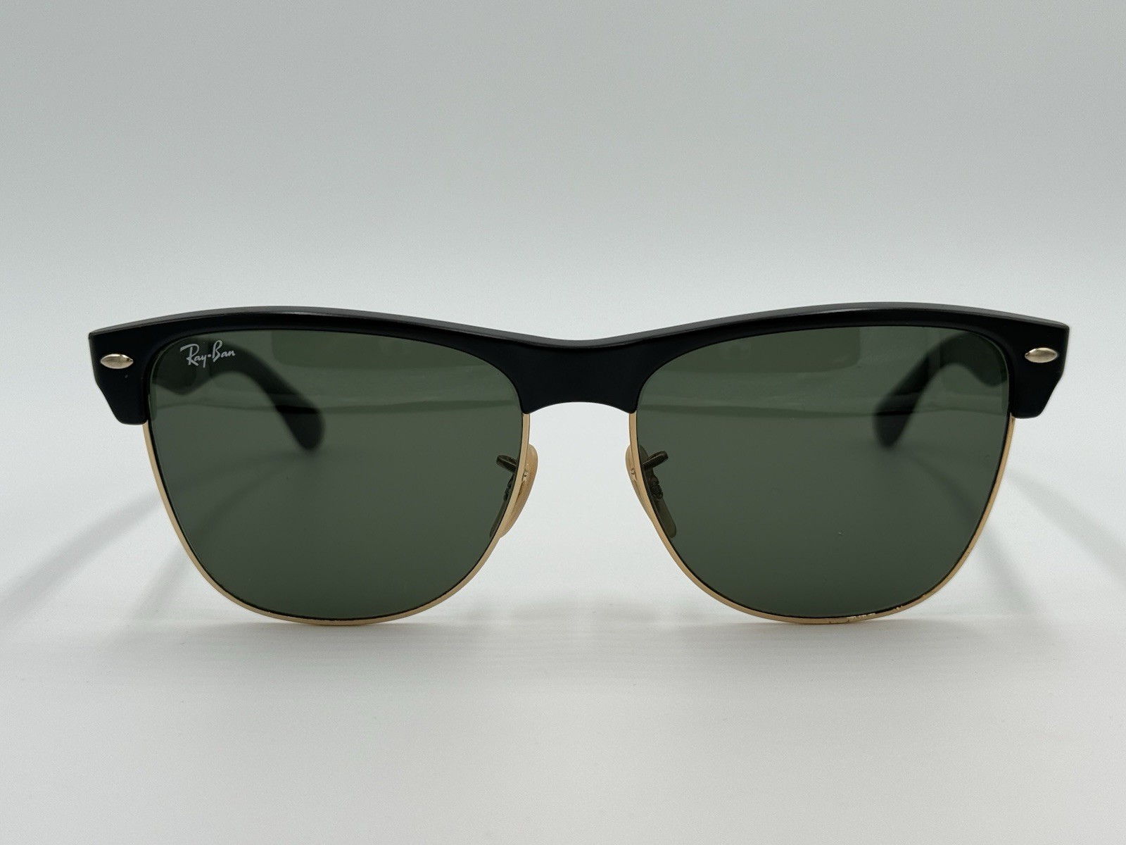 Ray Ban RB4175 877 CLUBMASTER OVERSIZED Black; Green Classic G15 AUTHENTIC ITALY