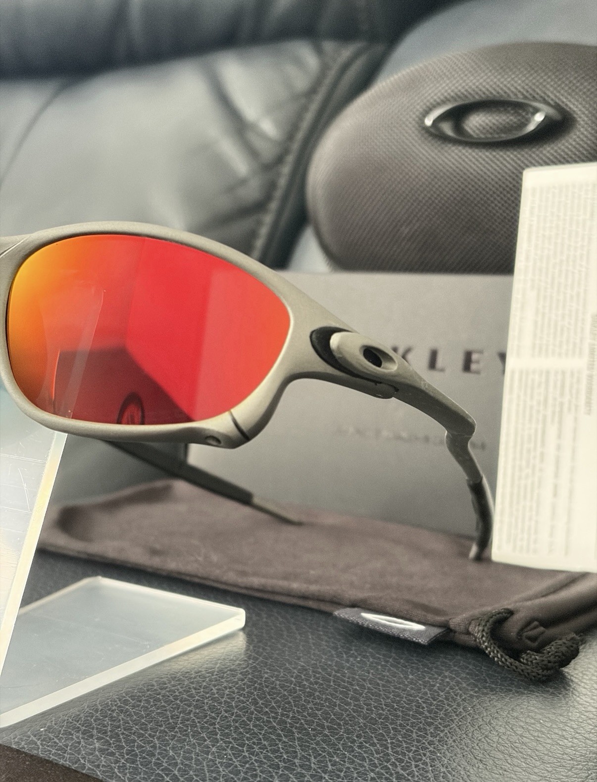 Vintage Oakley Juliet 1.0 X-Metal Polarized Sunglasses Silver Frames