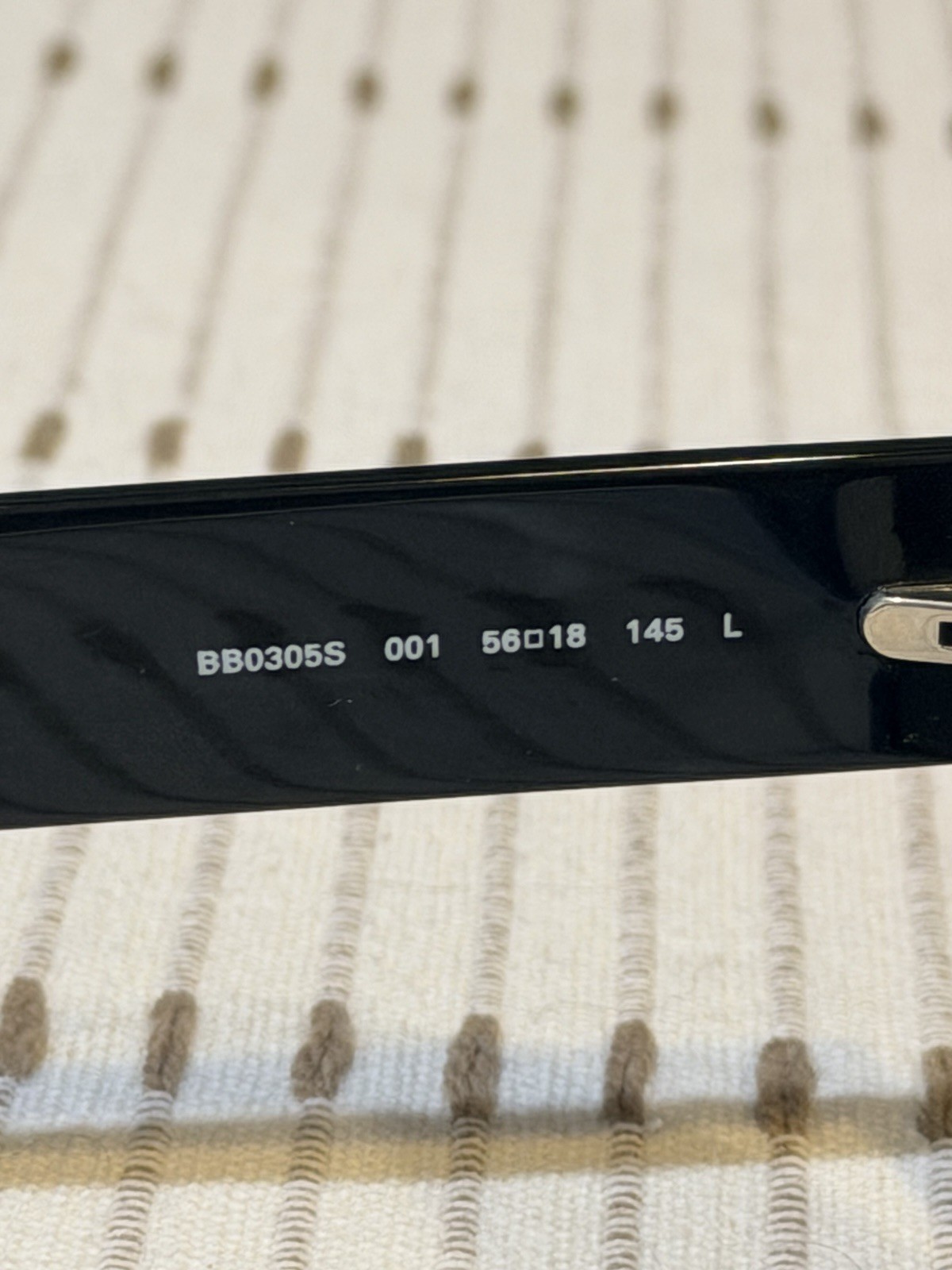 Balenciaga BB0305S Rectangular Sunglasses Black Plastic Frame Grey Tinted 145mm