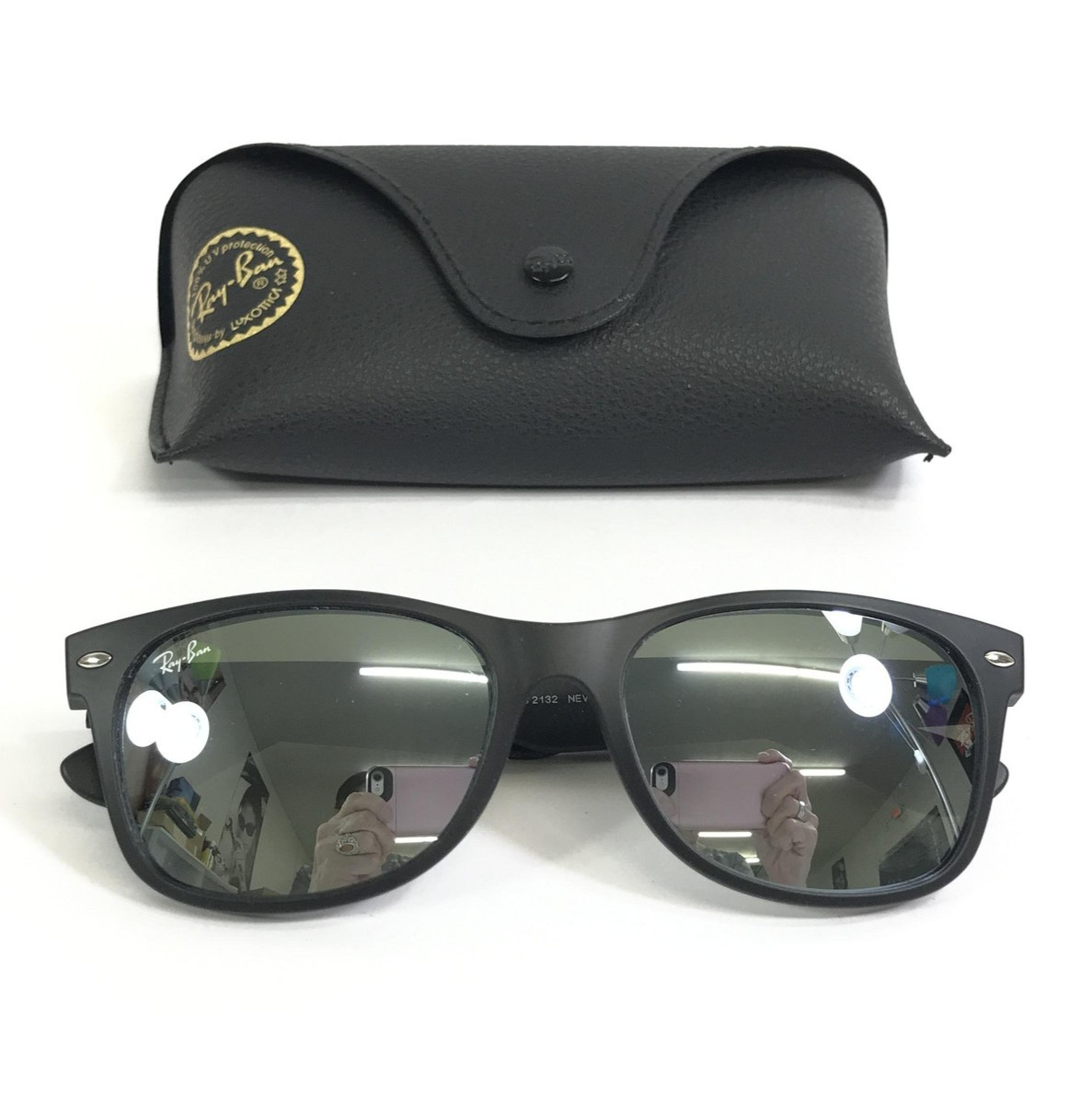 Ray-Ban Sunglasses RB2132 NEW WAYFARER 622/30 Matte Black w/ Silver Flash 55 mm