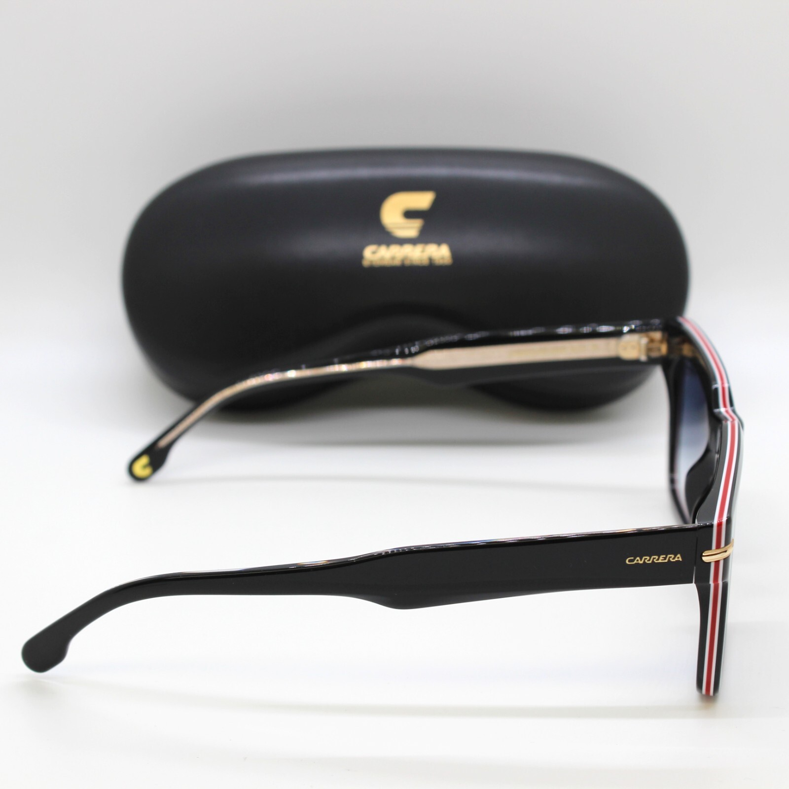 NEW Carrera Square Sunglasses 316/S Striped Black / Dark Blue Gradient Lens 52mm
