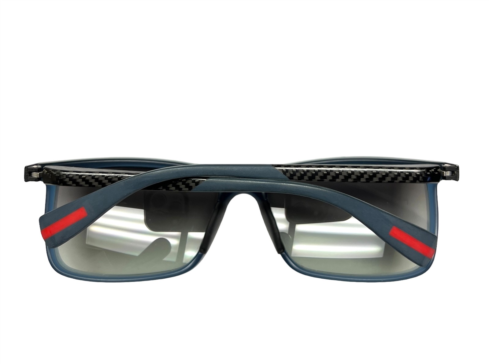 Prada SPR 51P JAP-3M1 Sunglasses Black Rubber on Transparent Matte Blue – READ