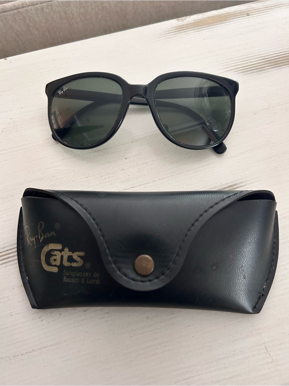 Vintage Bausch & Lomb Ray Ban Cats Black green Nylon Sunglasses Made In France