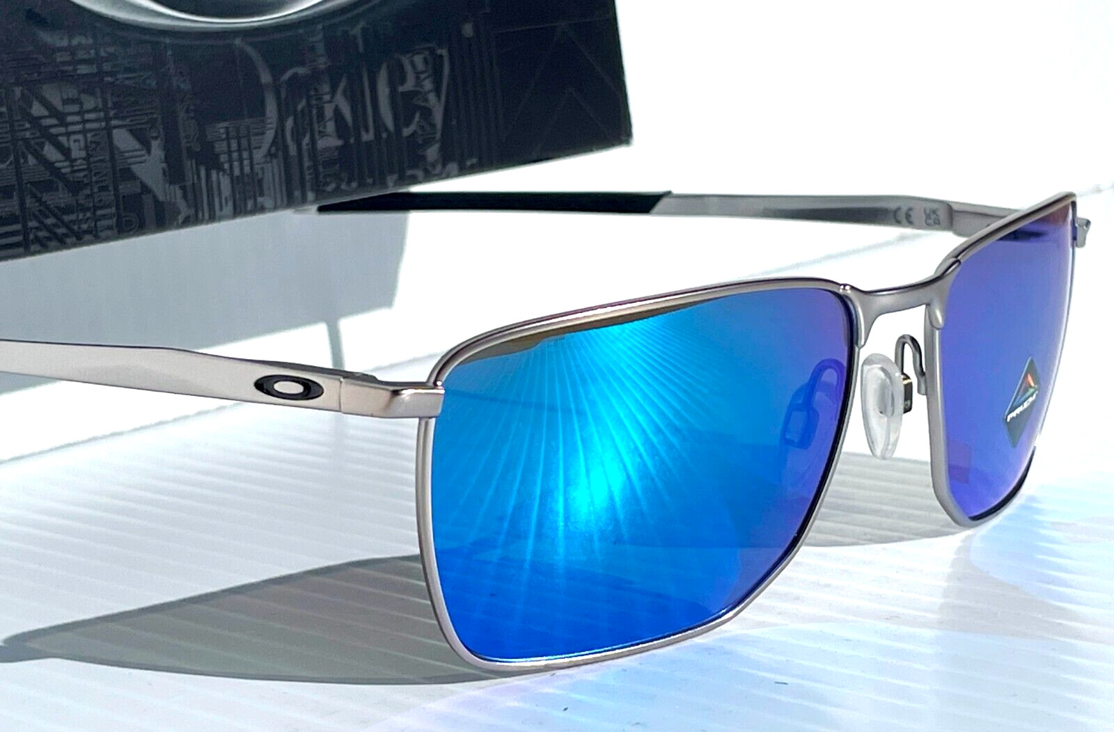 NEW Oakley EJECTOR Satin Chrome PRIZM Sapphire Lens Sunglass 4142-04