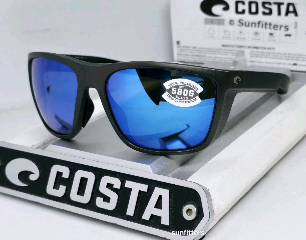 COSTA DEL MAR steel gray metallic/blue mirror FERG polarized 580G sunglasses NEW